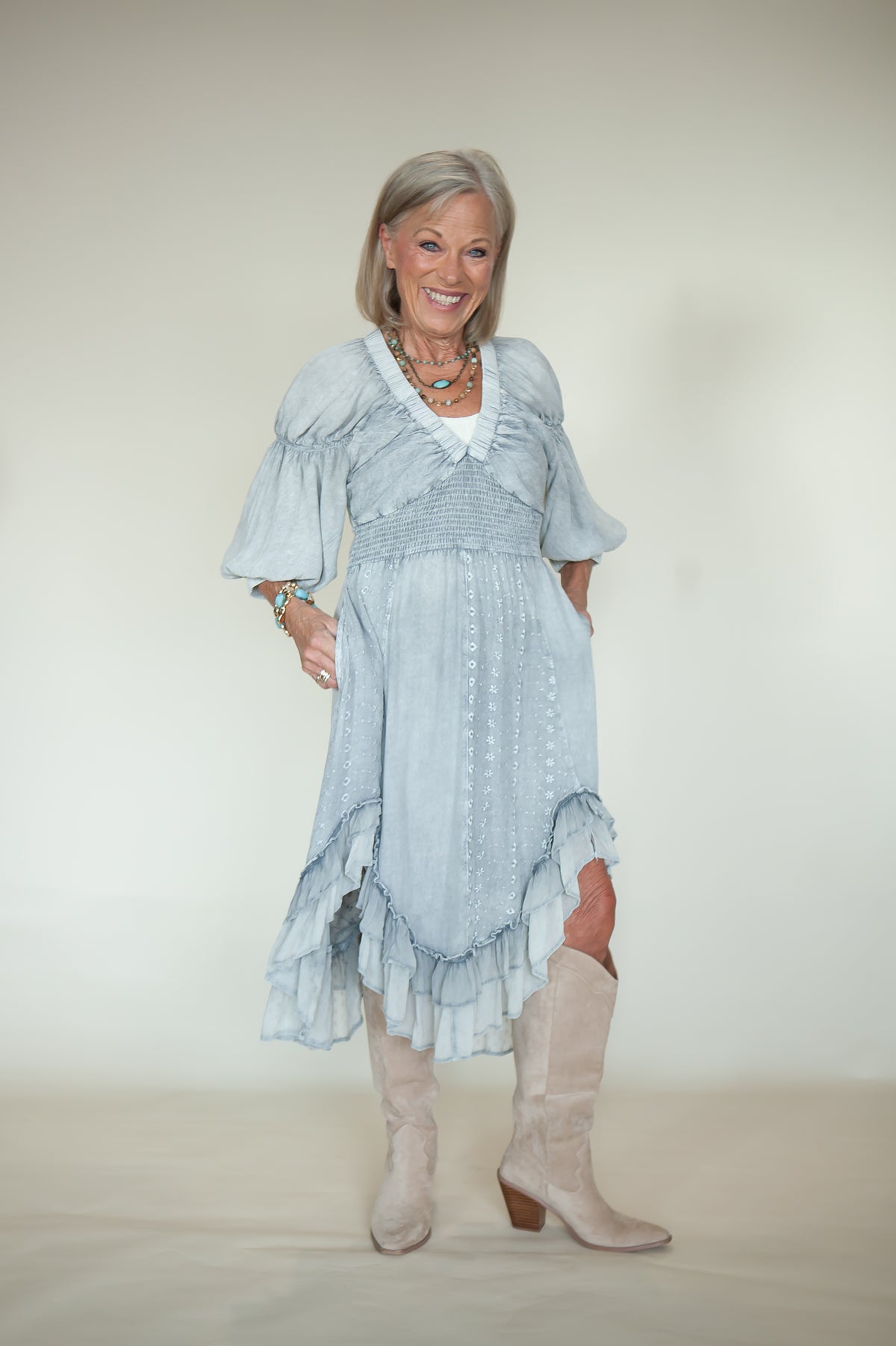 Boho Goddess V-Neck Dress