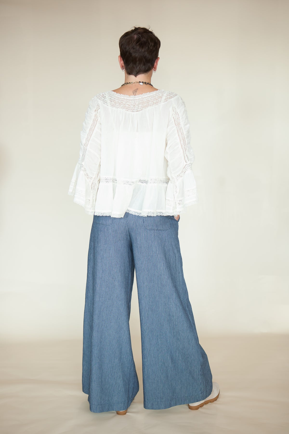 Wallen Boho Pinstriped Wide Leg Pants