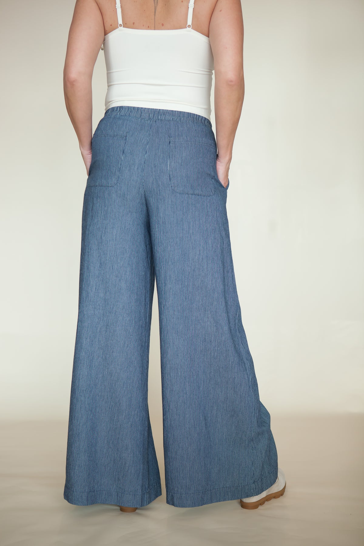 Wallen Boho Pinstriped Wide Leg Pants