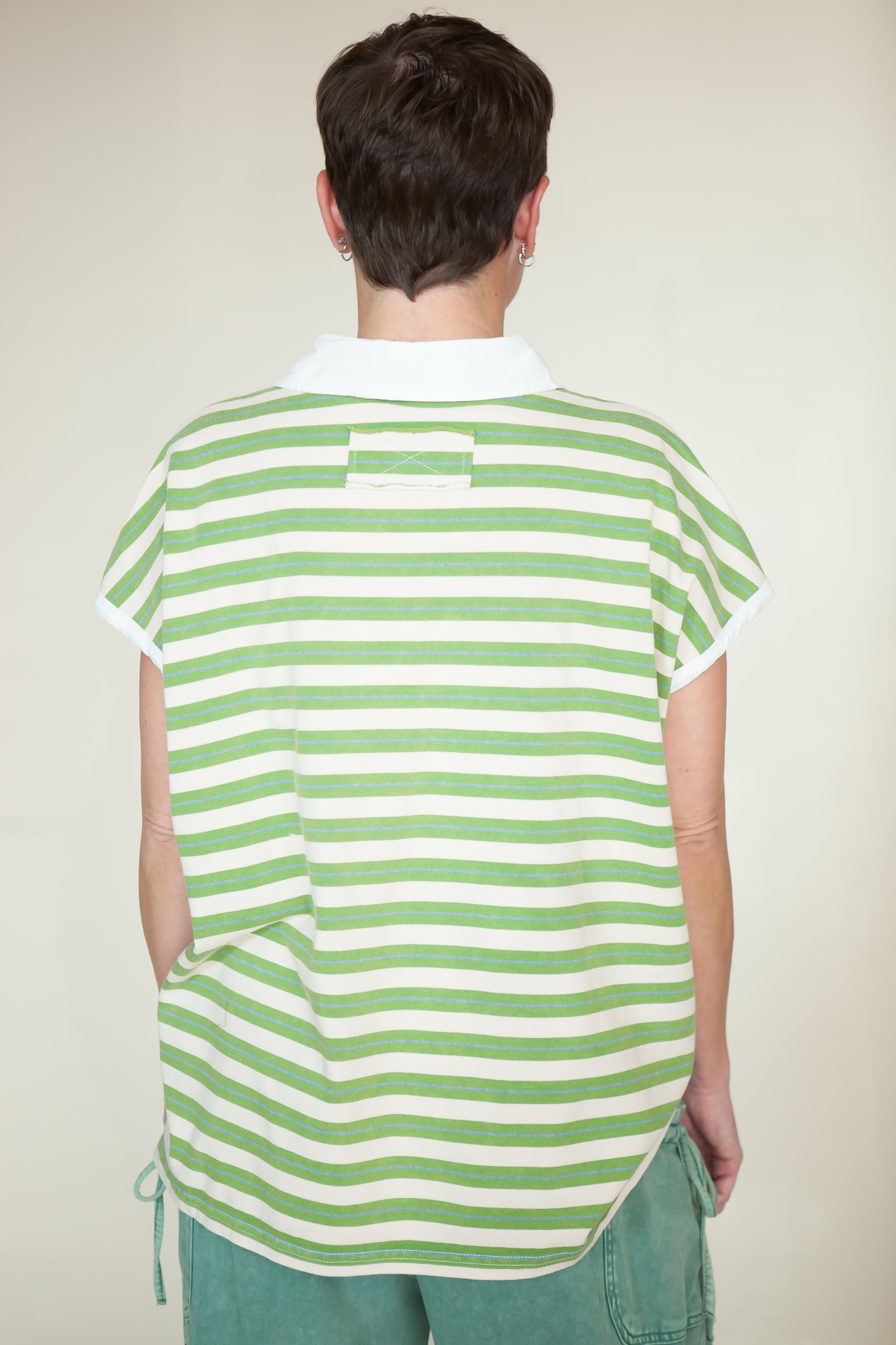 EASEL Drop Shoulder Stripe Knit Oversized Top