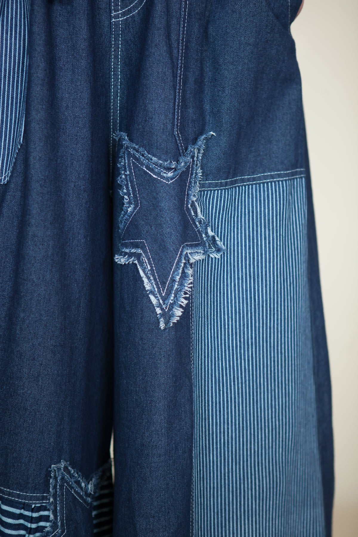 Stardust Patchwork Wide Leg Denim Pants