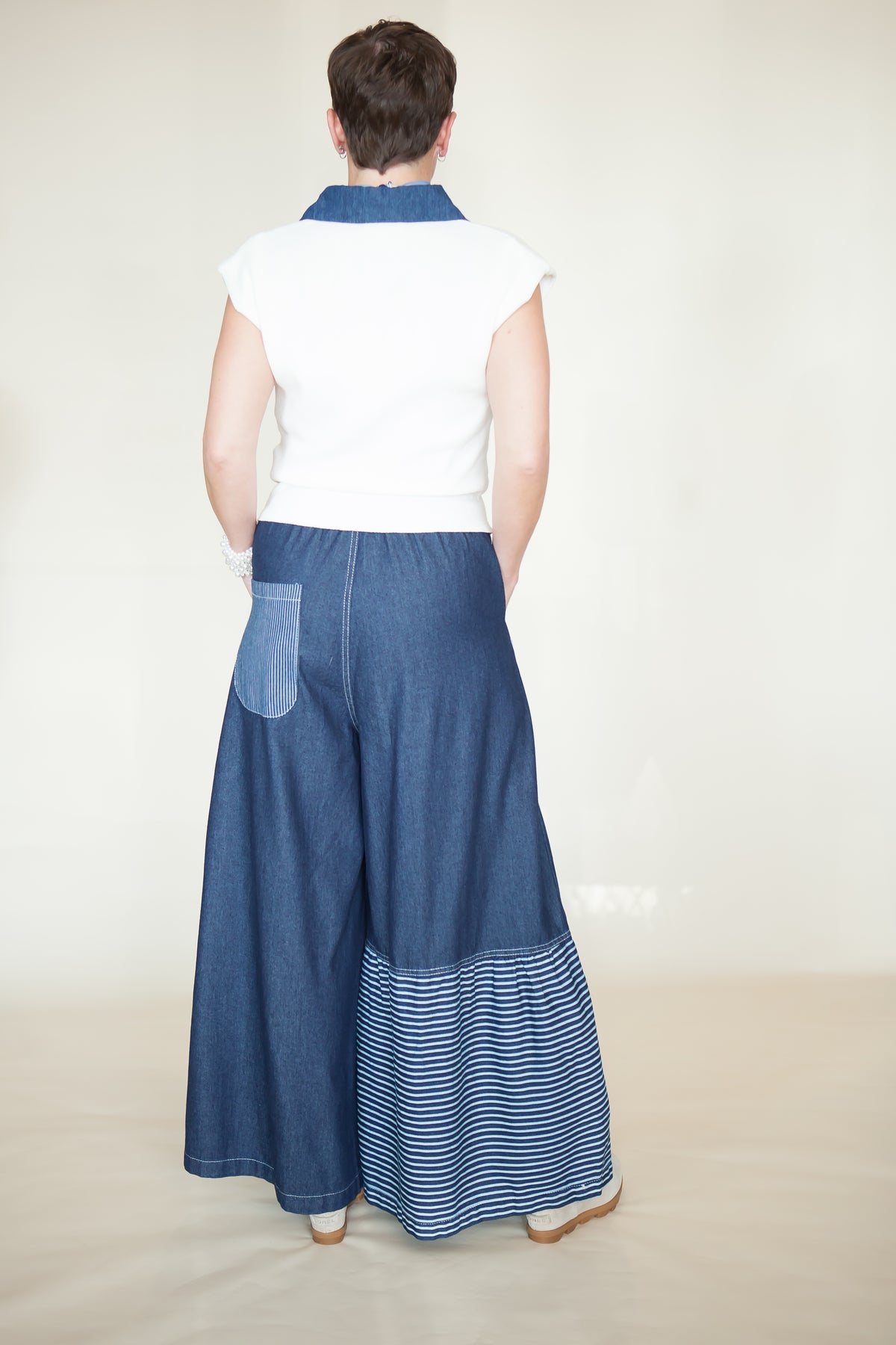 Stardust Patchwork Wide Leg Denim Pants