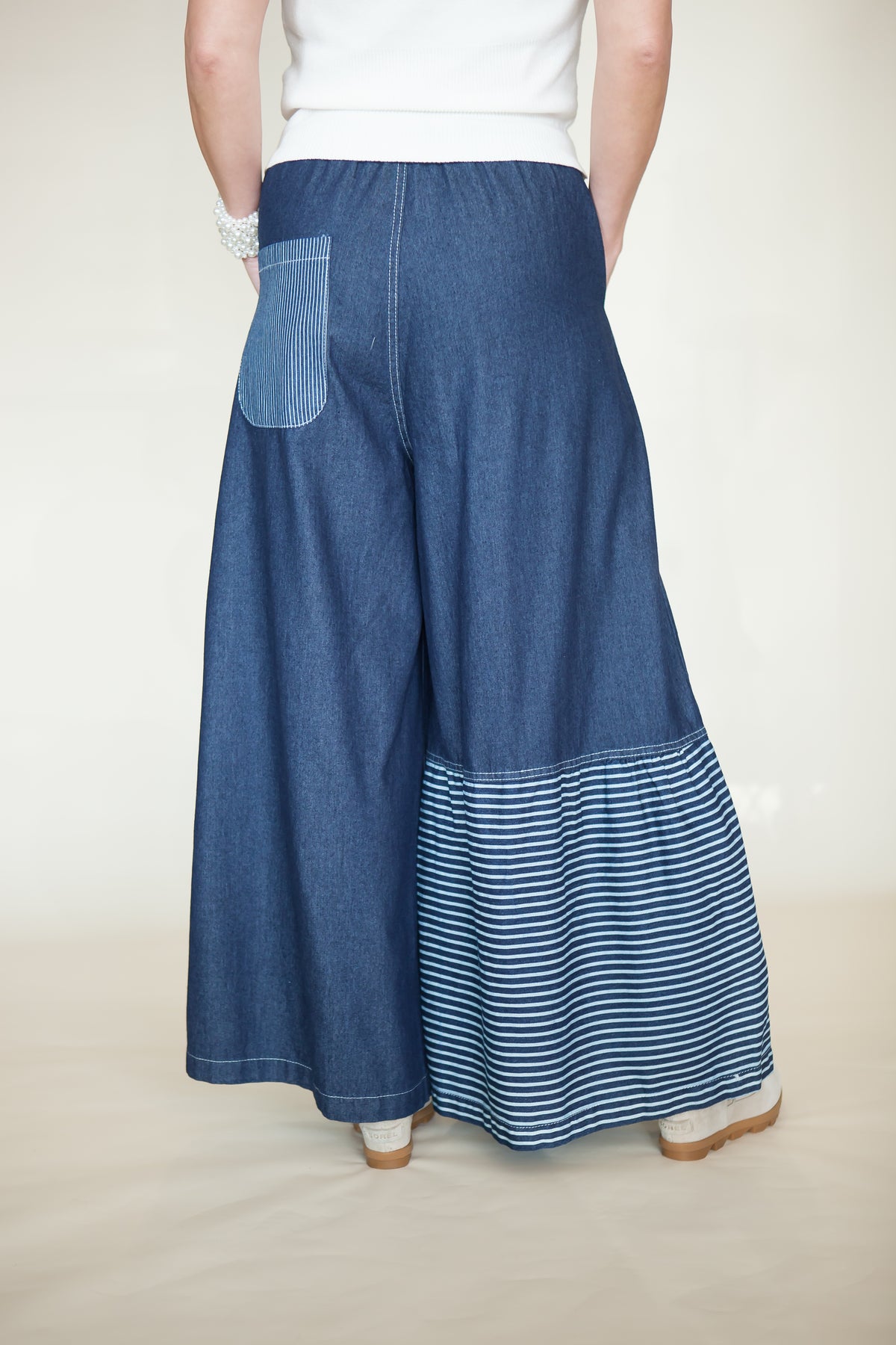Stardust Patchwork Wide Leg Denim Pants