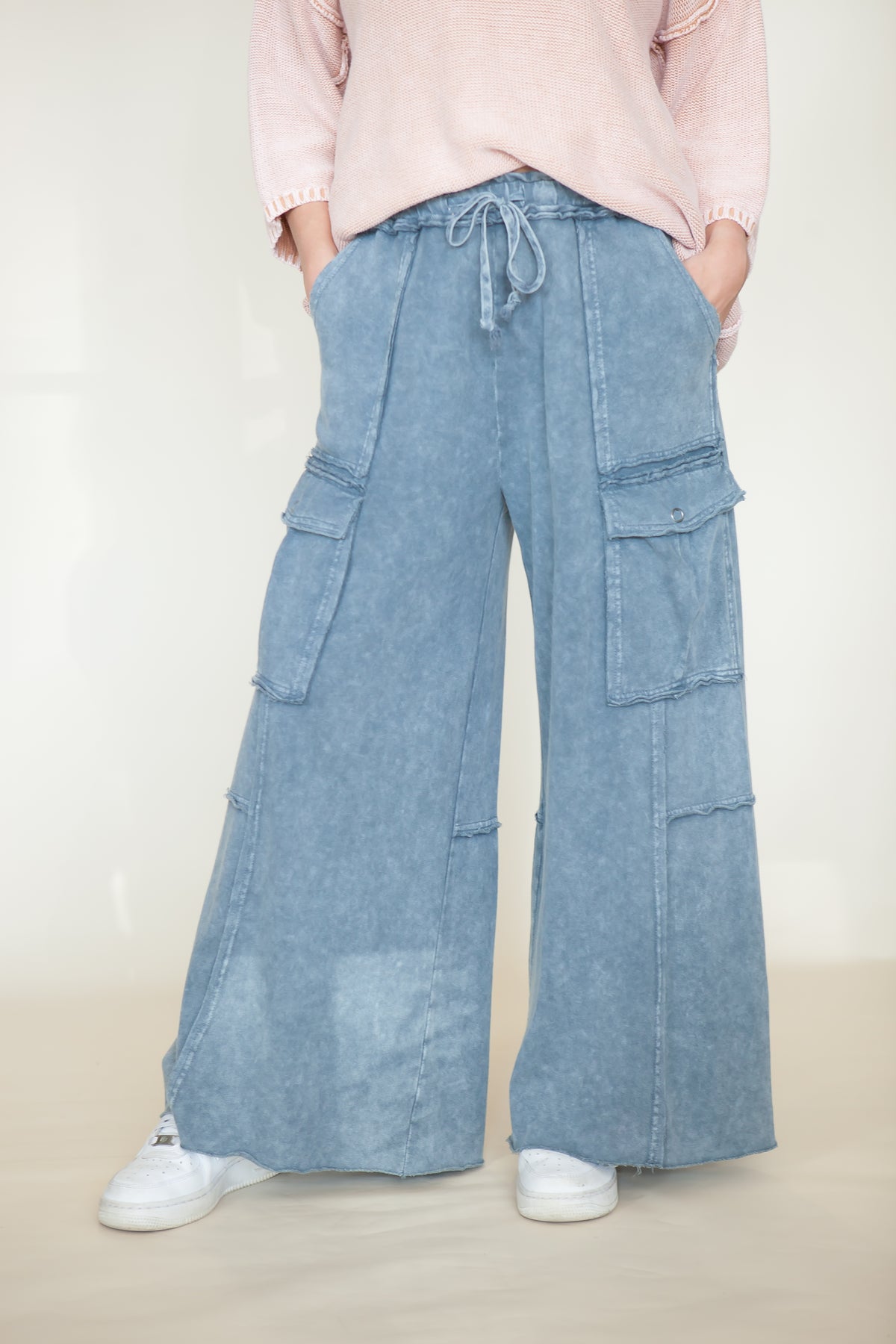 Nomad Wide Leg Terry Cargo Pants