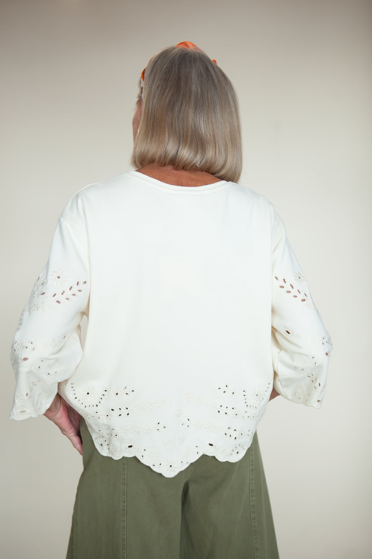 Bestie Eyelet Short-Sleeve Sweatshirt