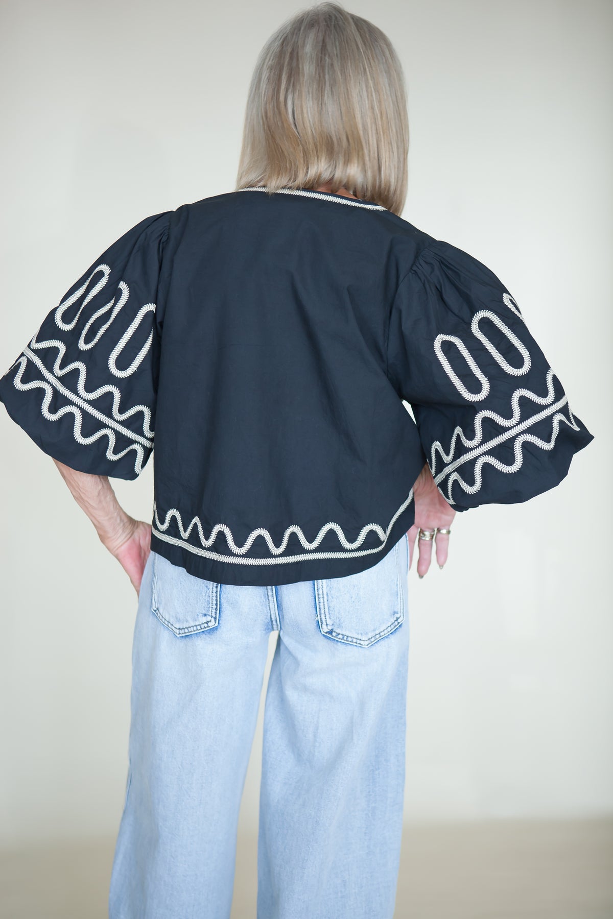 Flora Embroidered V Neck Top