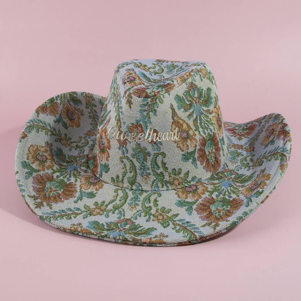Sweetheart Script Floral Tapestry Cowboy Hat