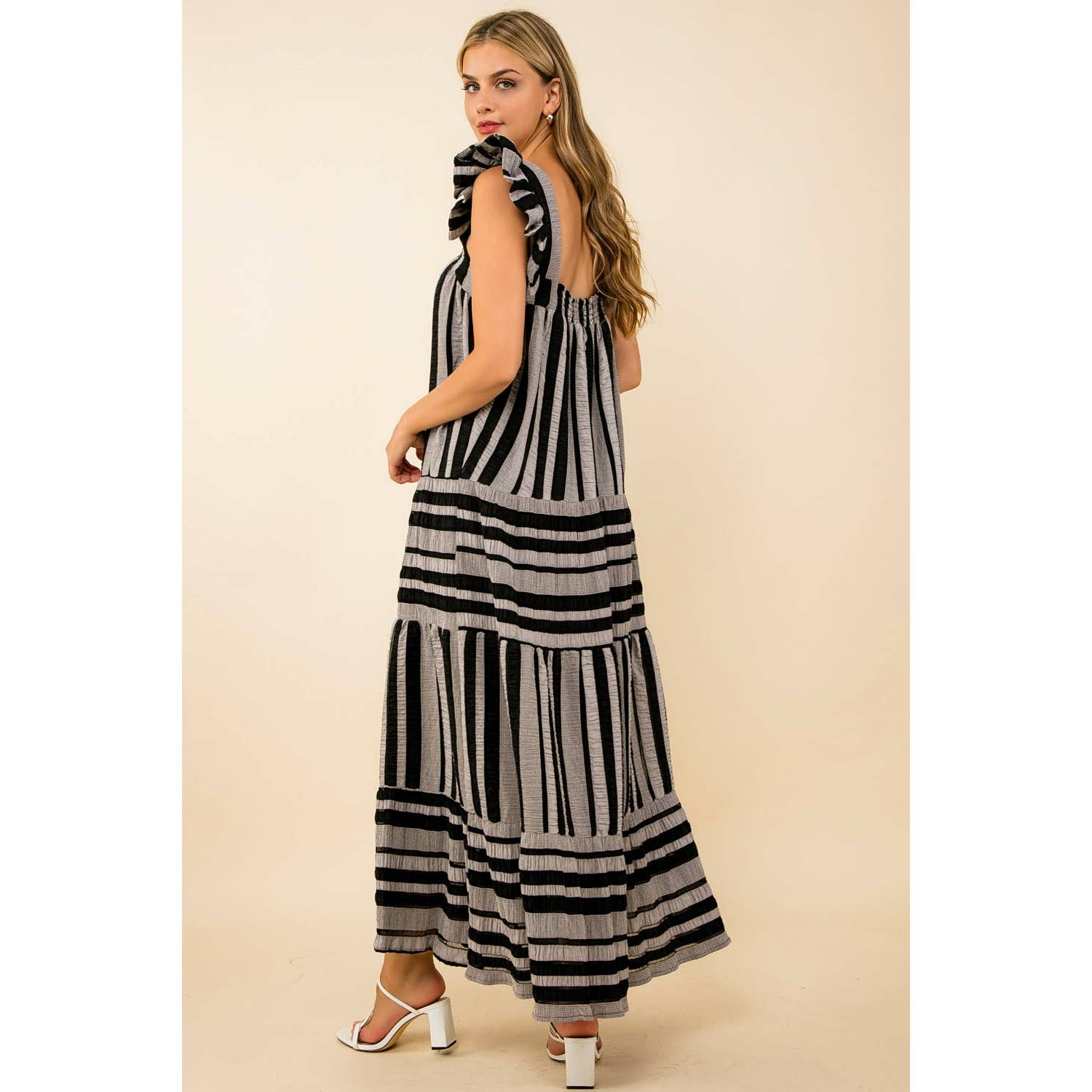 Striped Tiered Maxi Dress