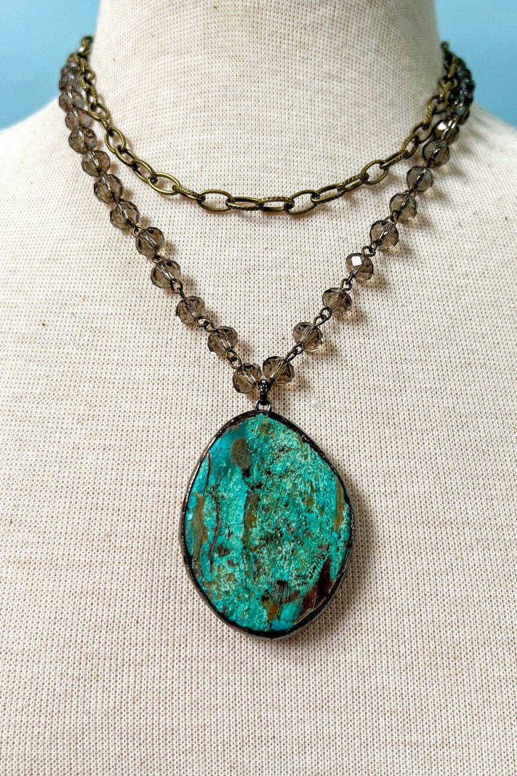Boho Necklace Paige Necklace in Smokey beads
