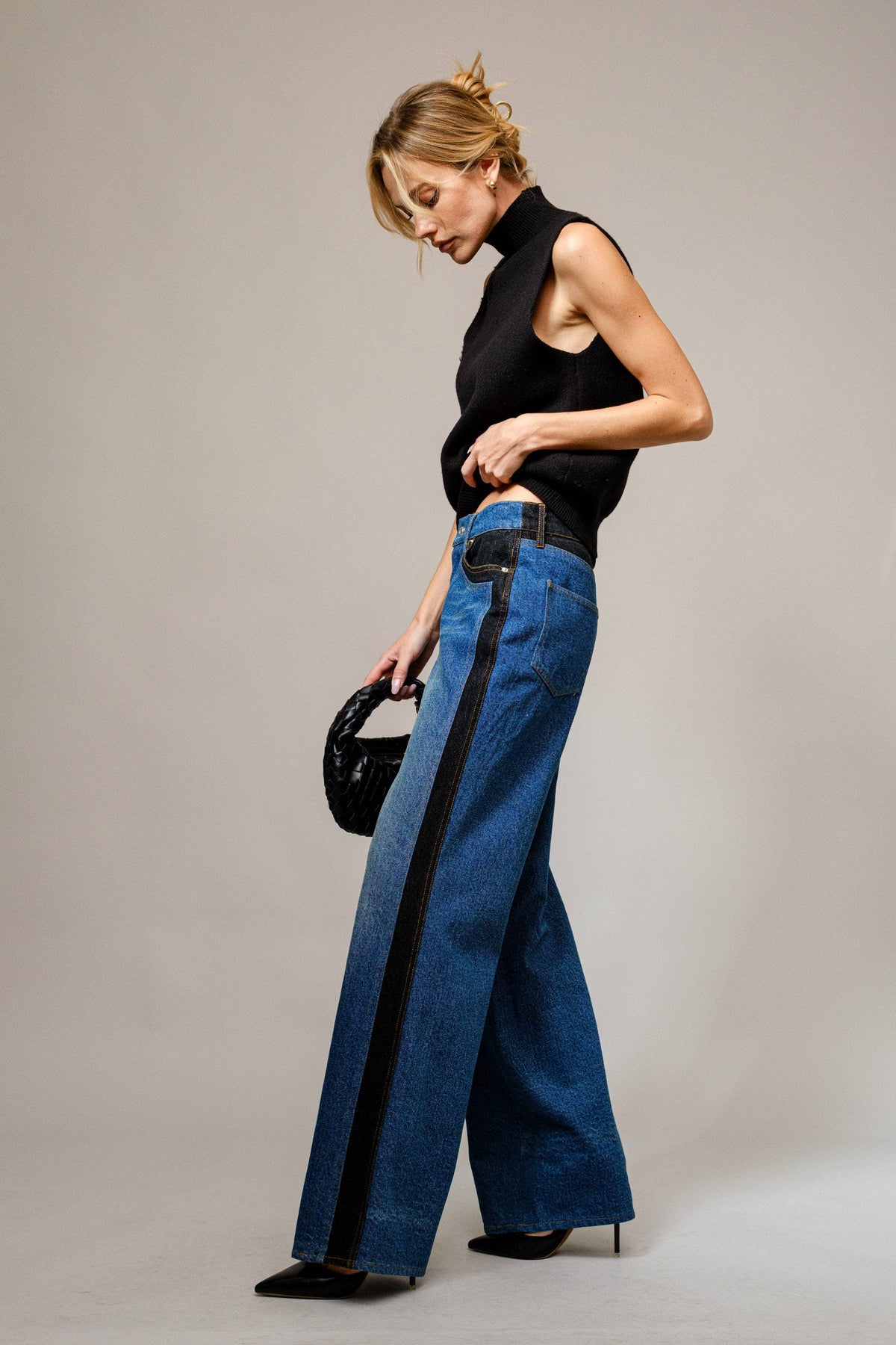 Verona Two-Tone Wide Leg Jeans