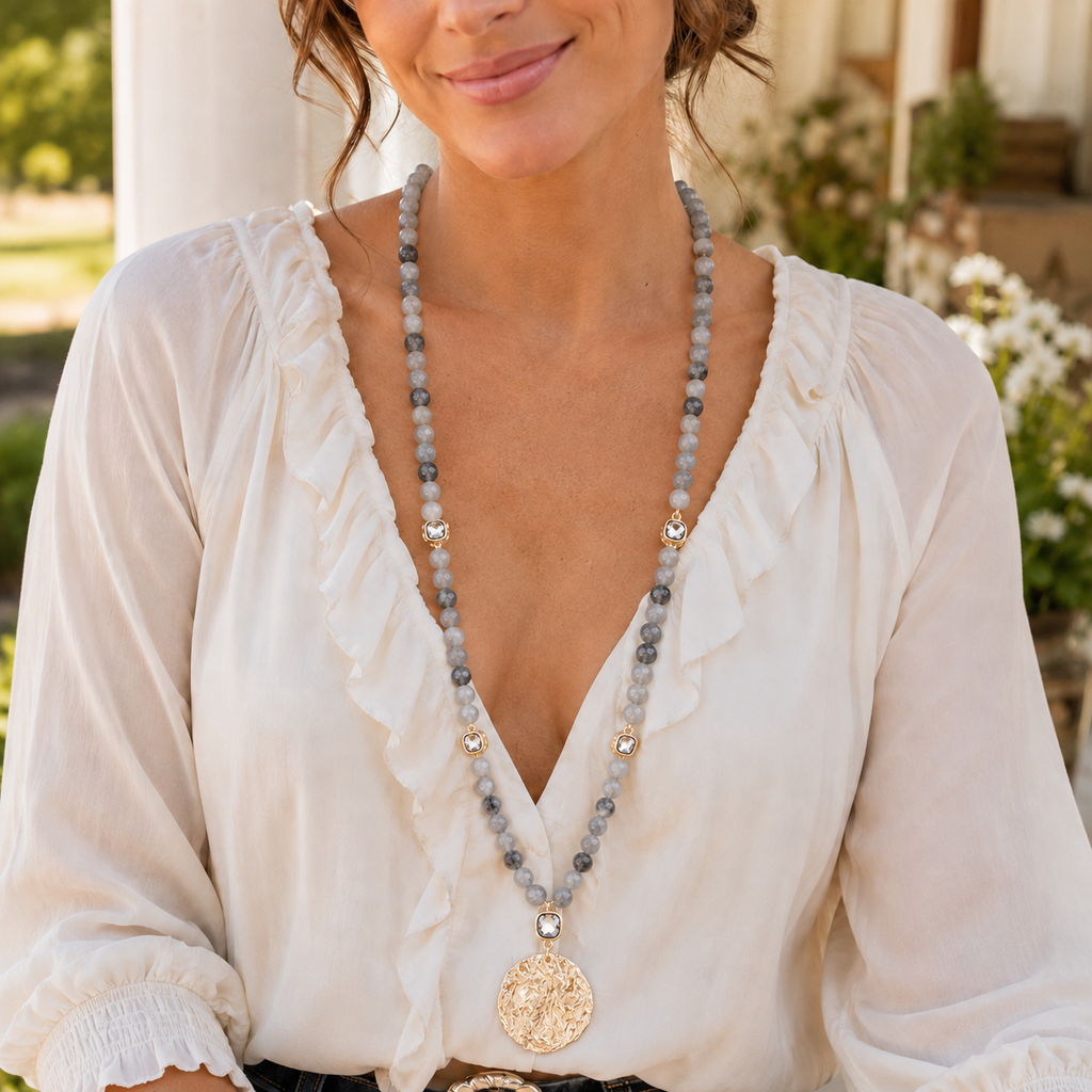 Long Coin Chunky Beaded Necklace – Marbled Muse