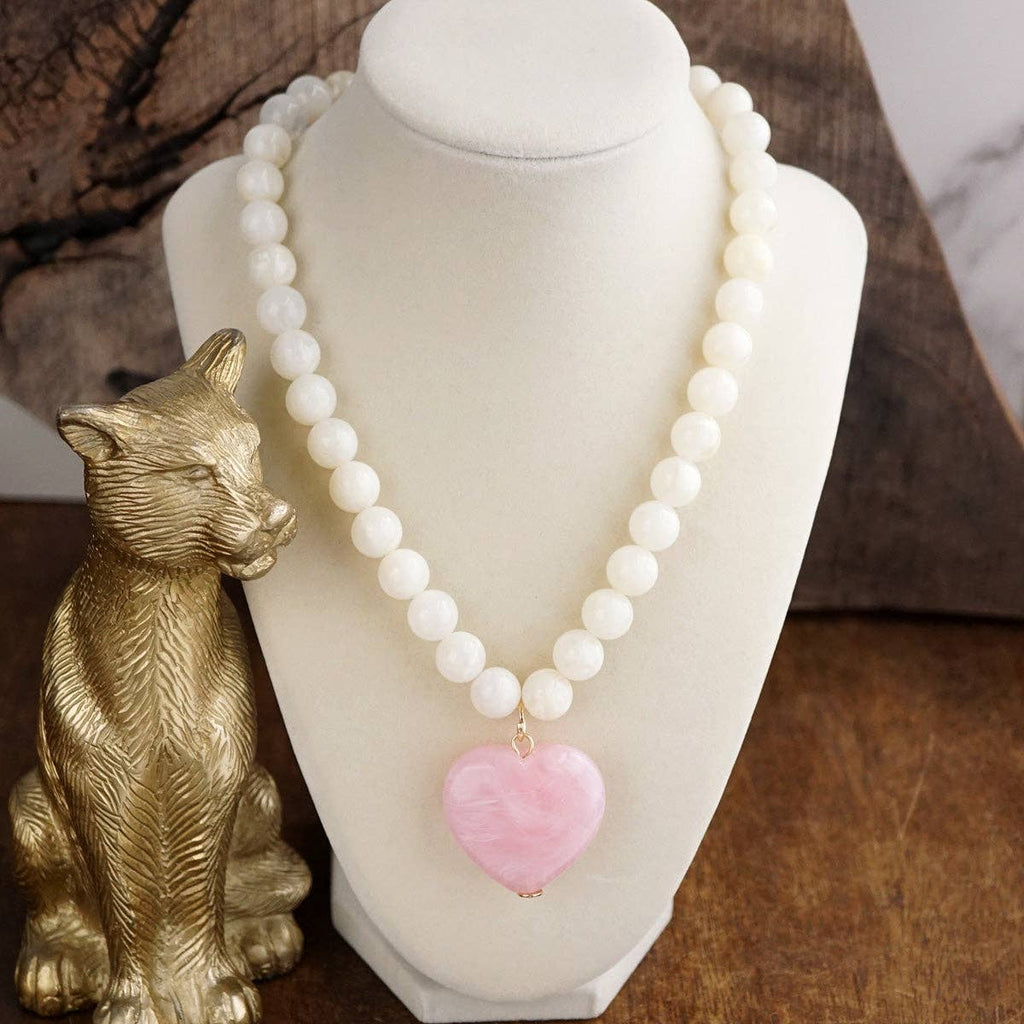 Sweet Tides – Chunky Beaded Heart Pendant Necklace