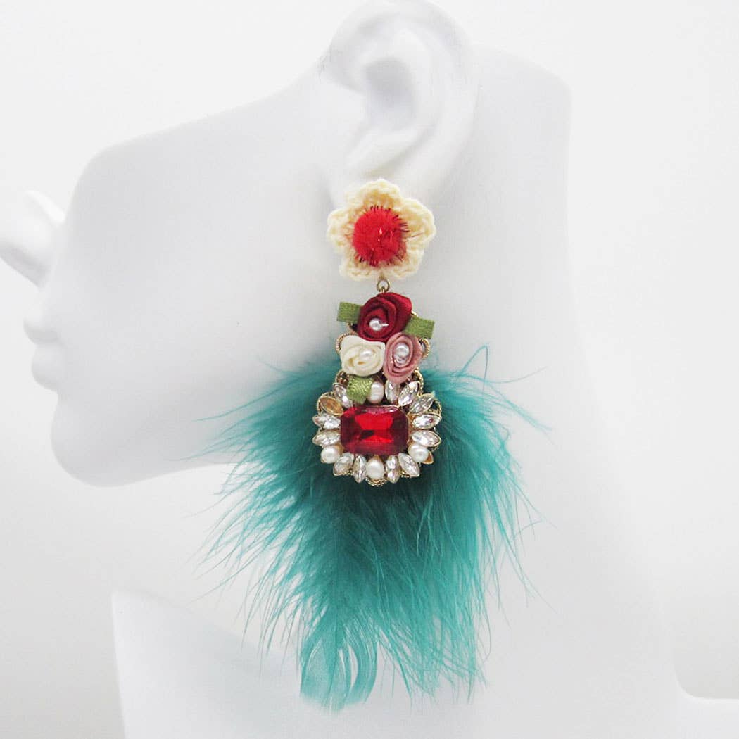 Elegance Feather Drop Post Earring