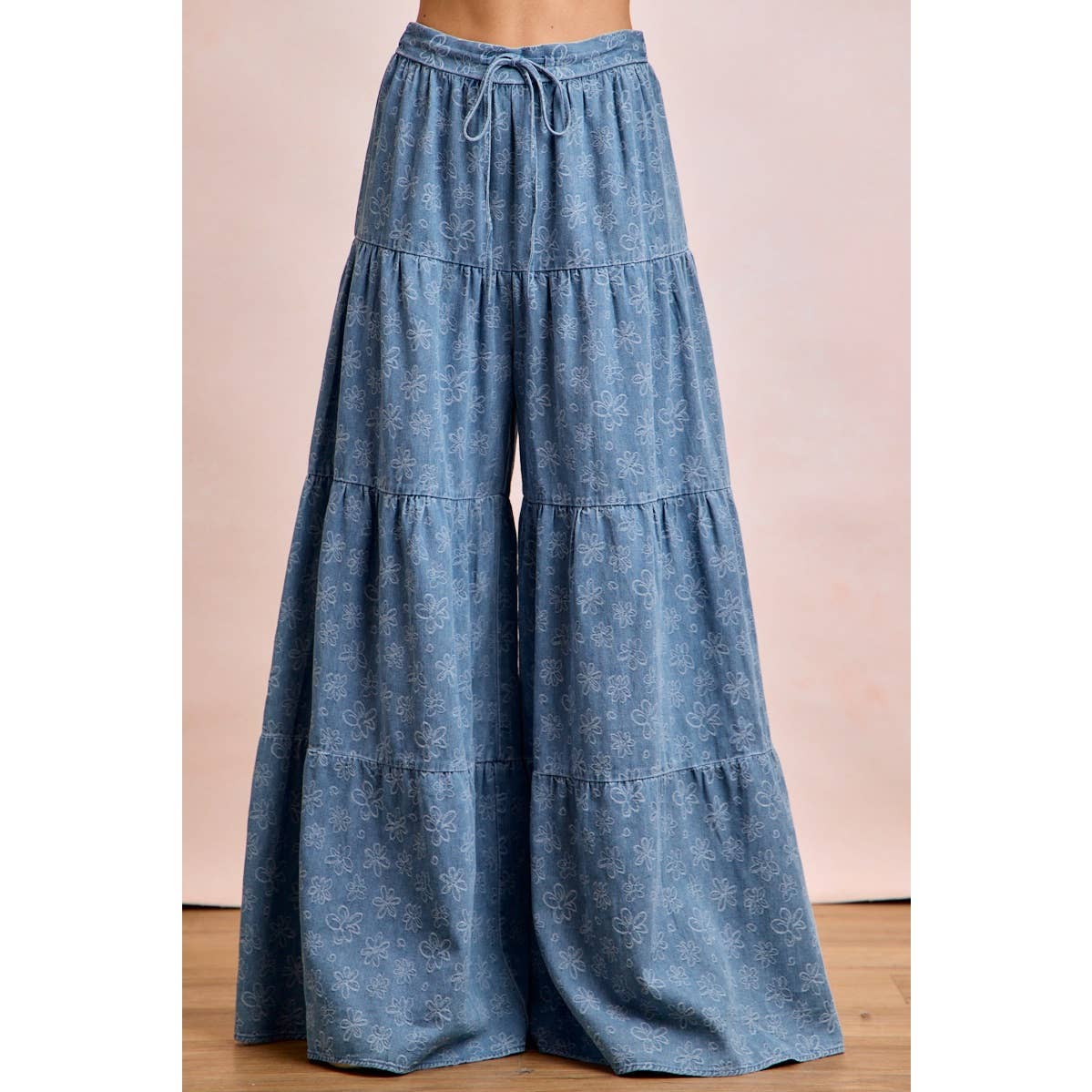 Daisy Tiered Floral Denim Pants