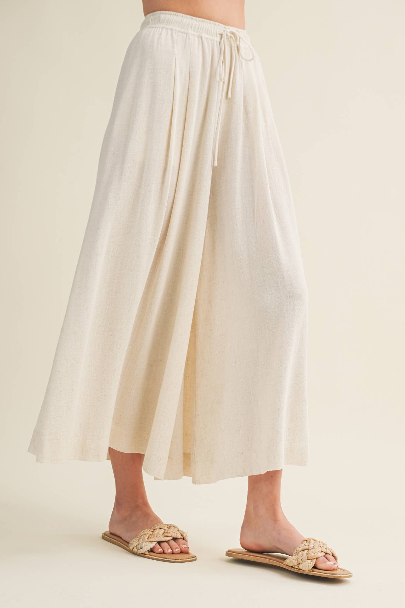 Cascading Volume Drawstring Waist Pants