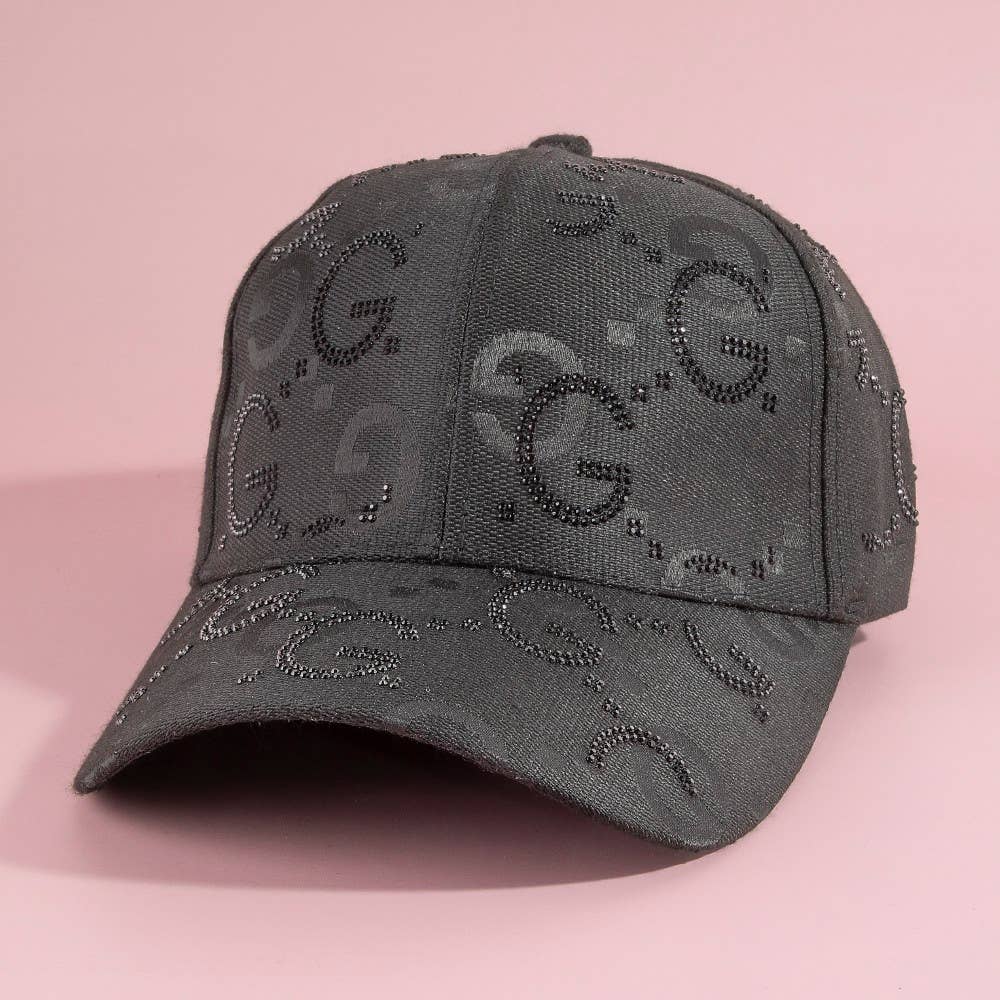 Monogram Print Gg Logo Rhinestone Baseball Cap