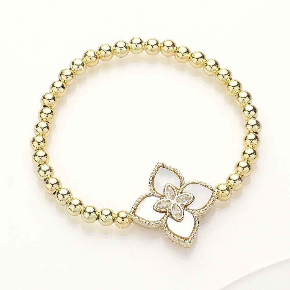 Stretch CZ Clover Charm Bracelet