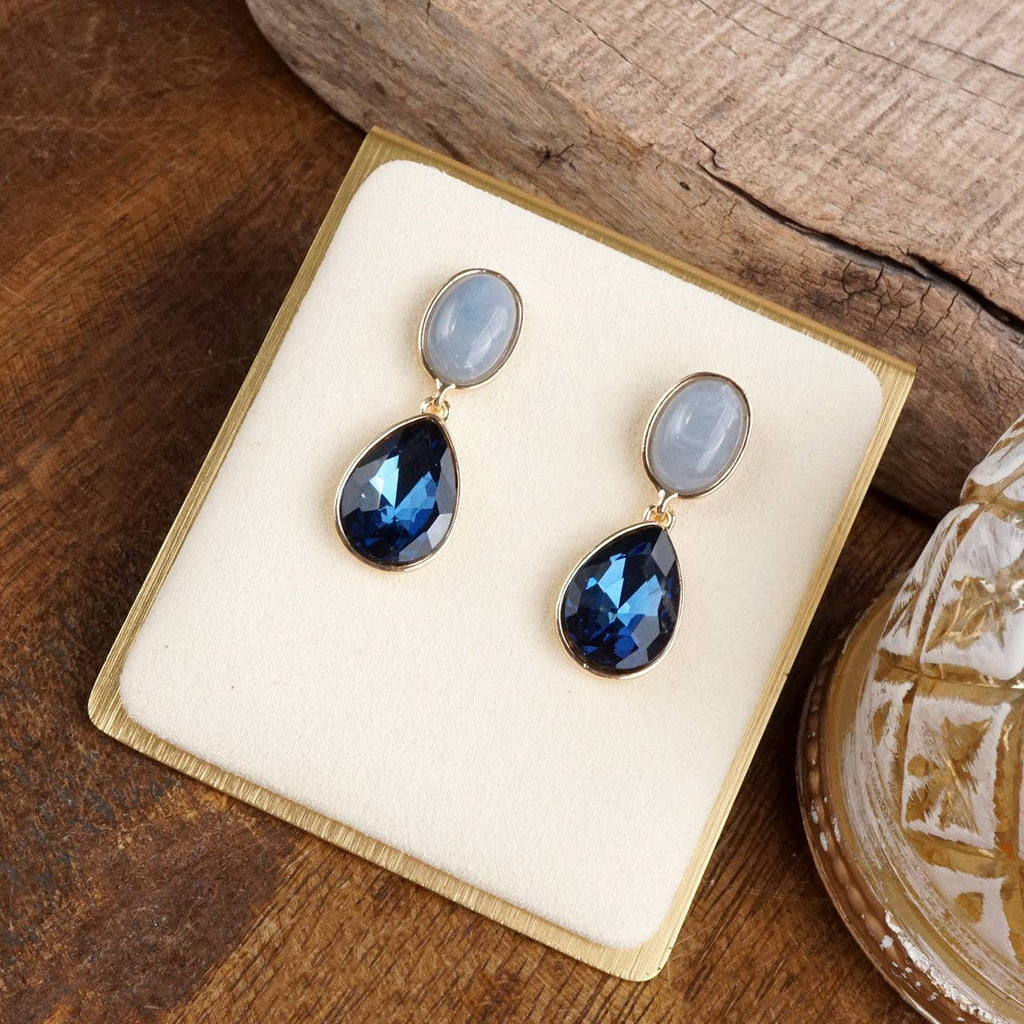 Moonlit Grace – Classic Teardrop Jeweled Statement Earrings