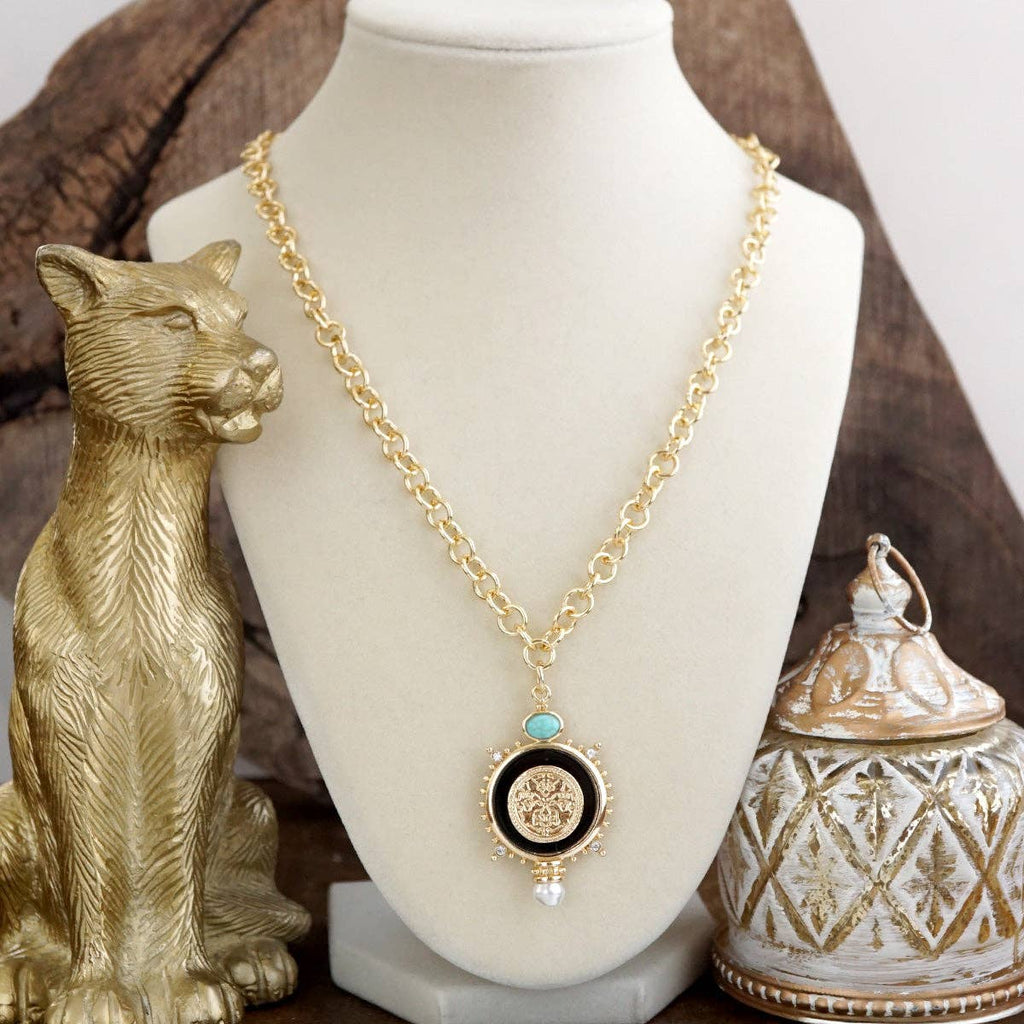 Golden Talisman – Turquoise Accent Necklace