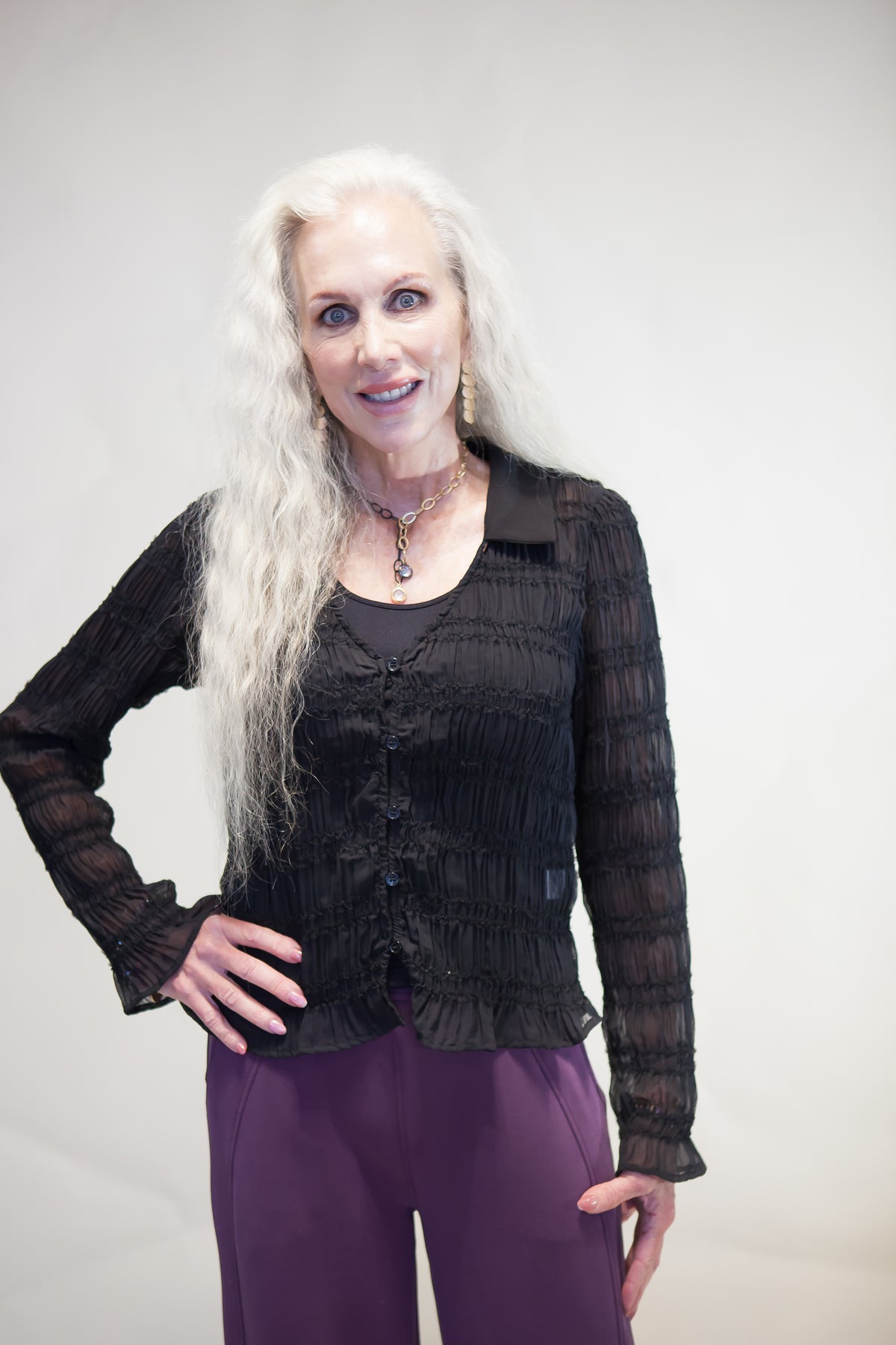 Solange Sheer Button Down Shirt