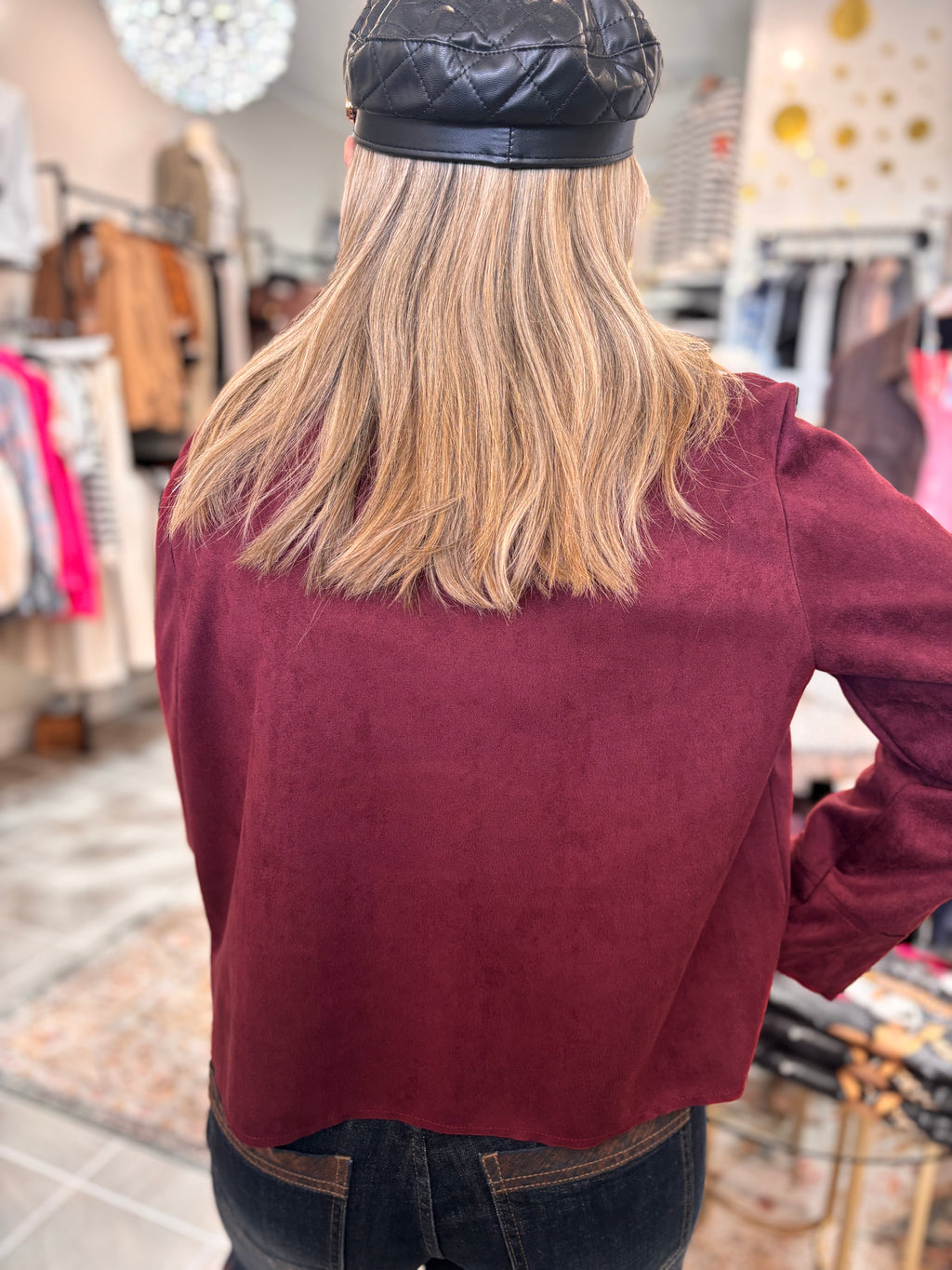 Nadya Classic Button-Down Suede- Like Jacket