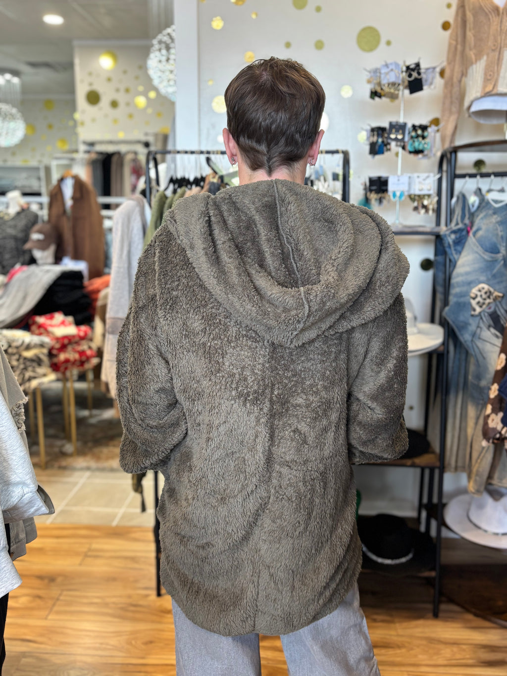 Plushy Faux Fur Hoodie Jacket w/ Pockets