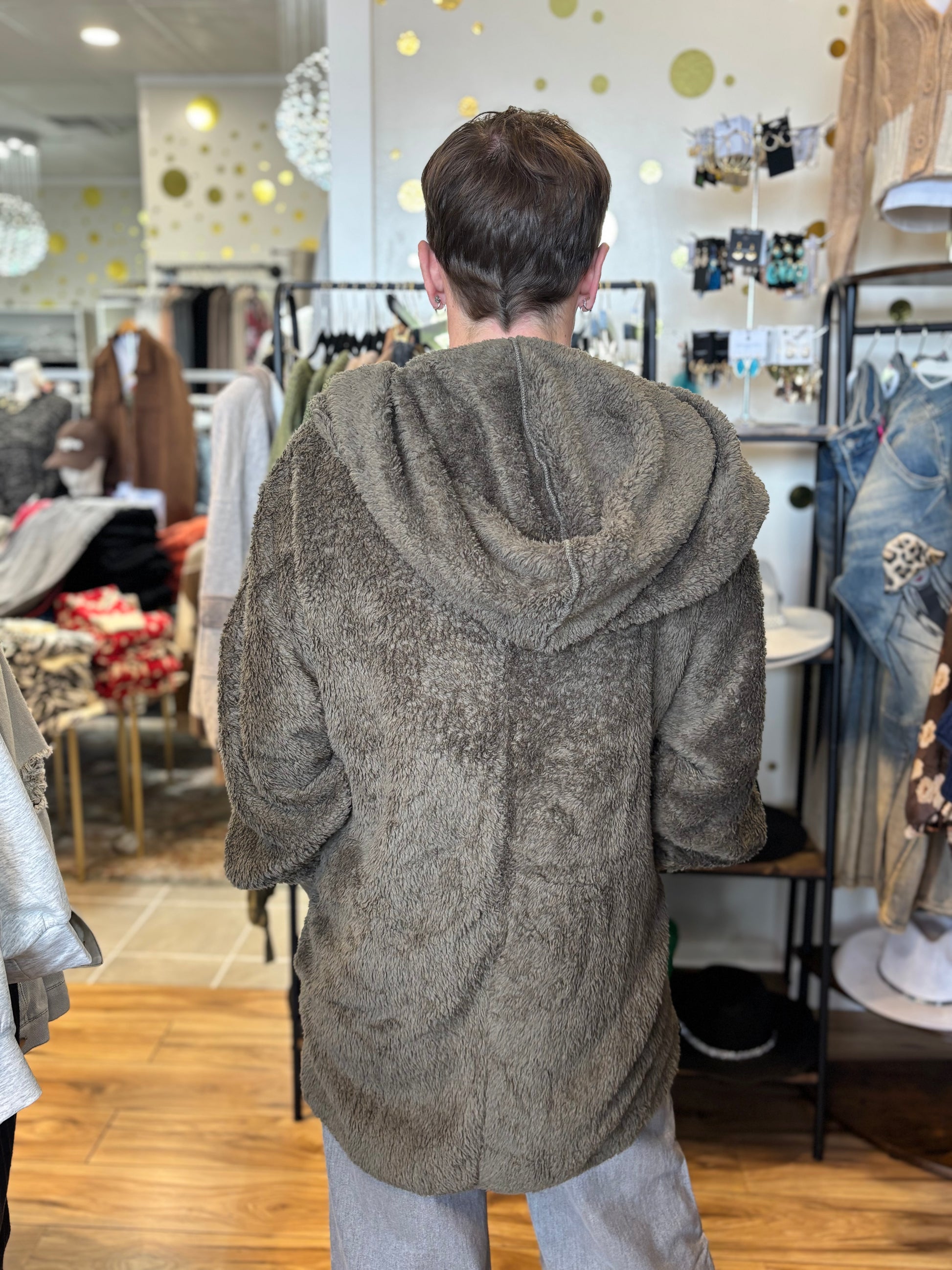 Plushy Faux Fur Hoodie Jacket w/ Pockets