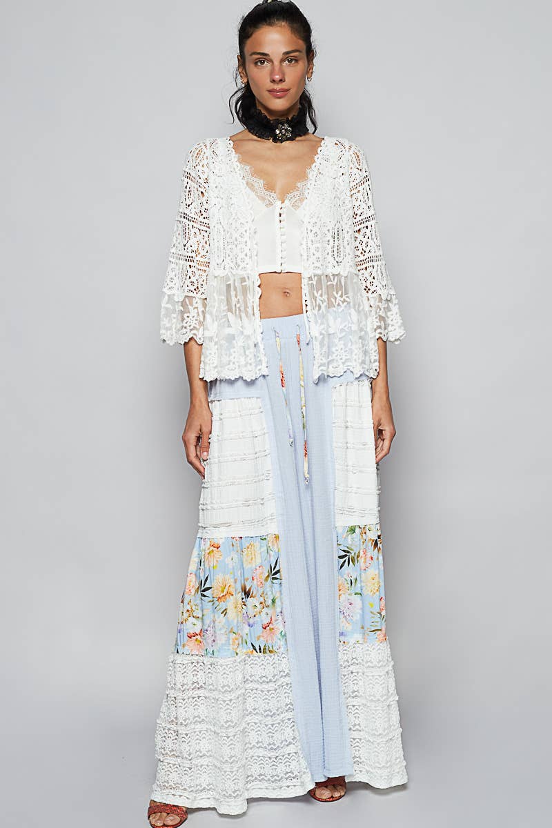 Veronica V-Neck Short Sleeve Floral Crochet Cardigan