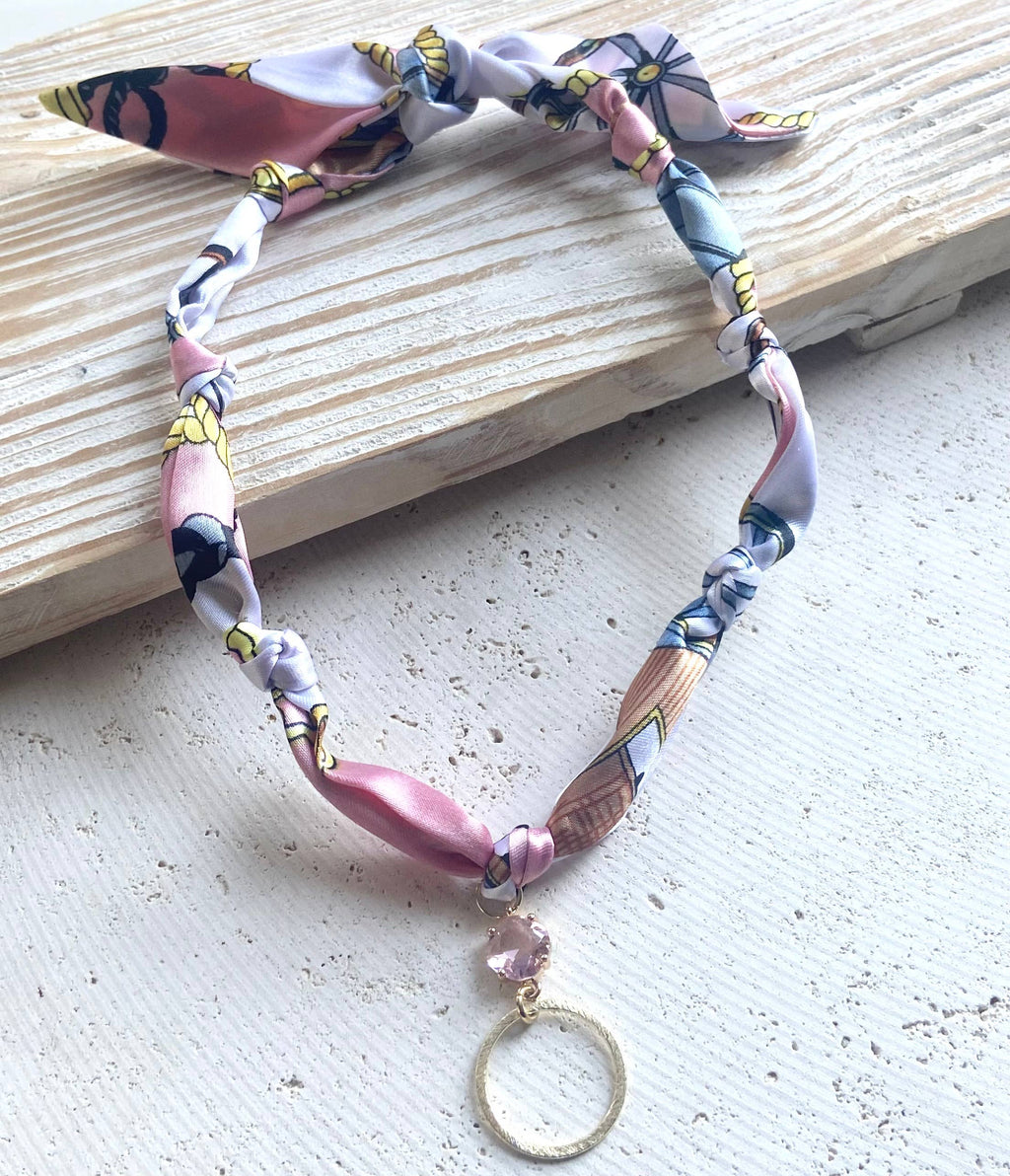 Scarf Necklace w/ Charms + Pendants