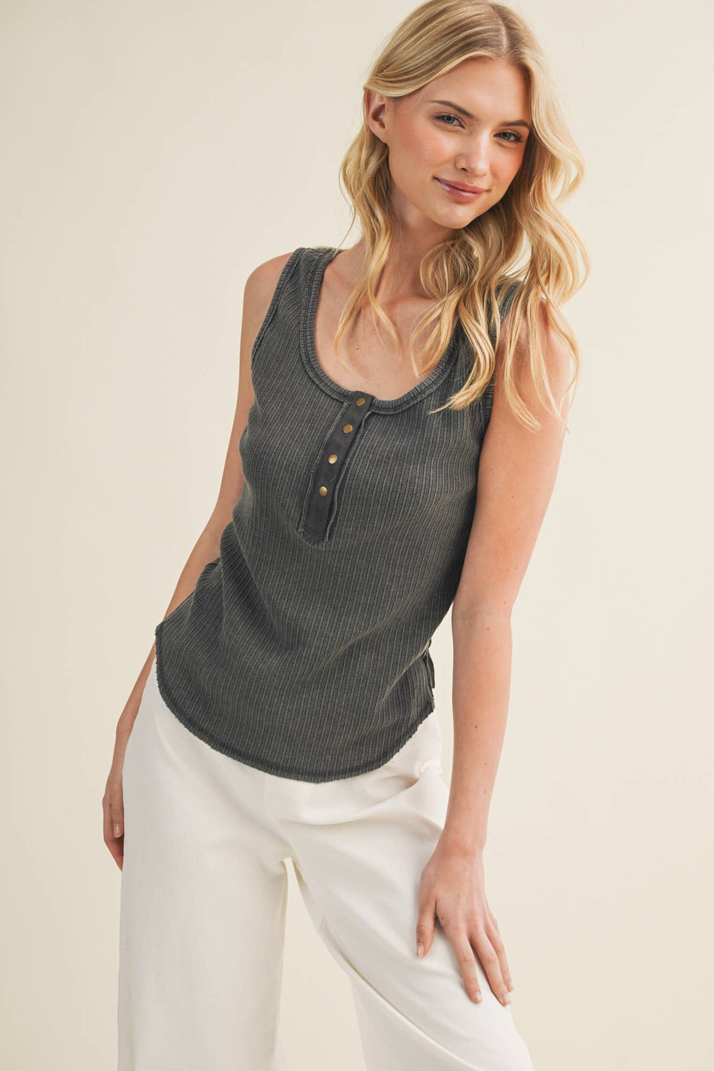 Deconstructed Vertebral Seam Ribbed Top
