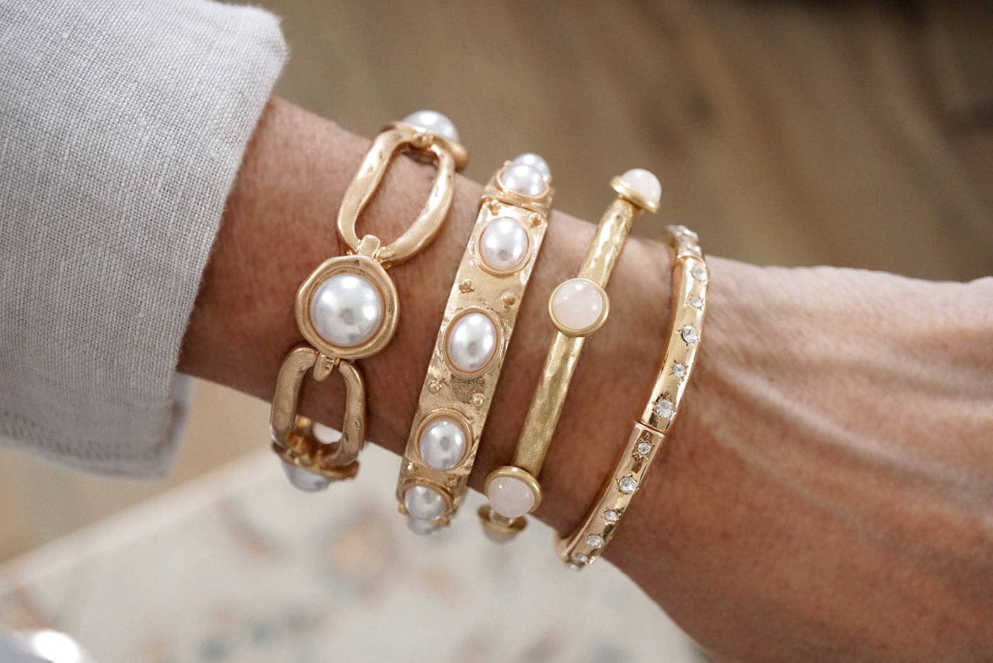 Jeweled Golden Bangle with semi precious stone dots