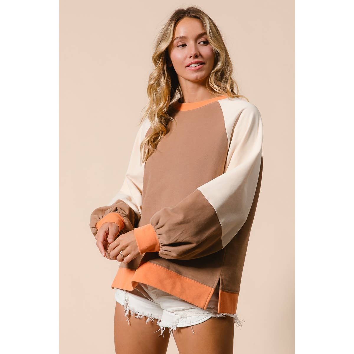 Maris French Terry Color Block Top
