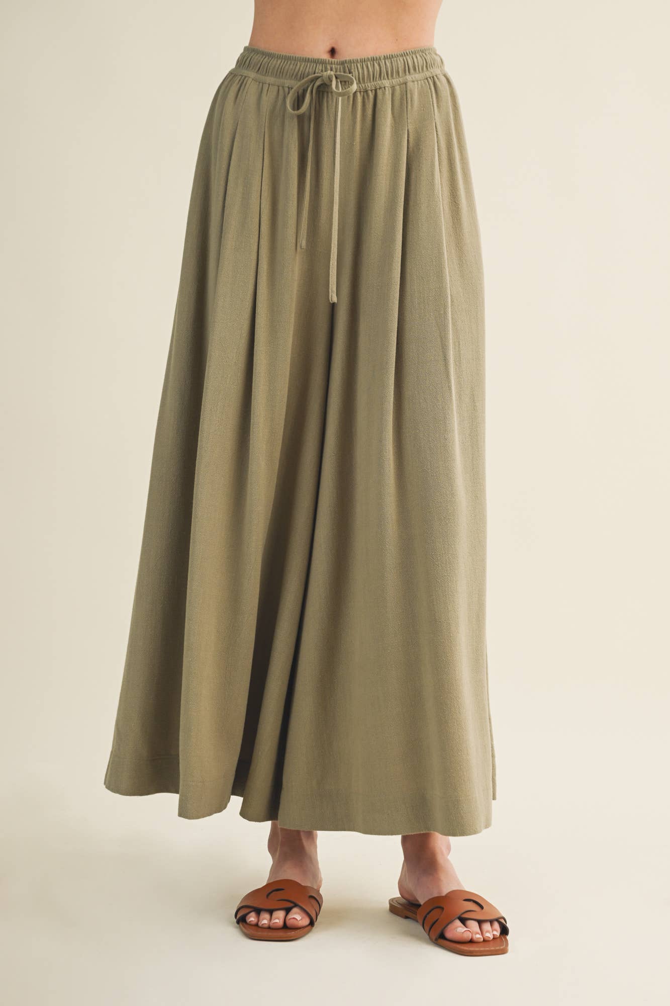Cascading Volume Drawstring Waist Pants