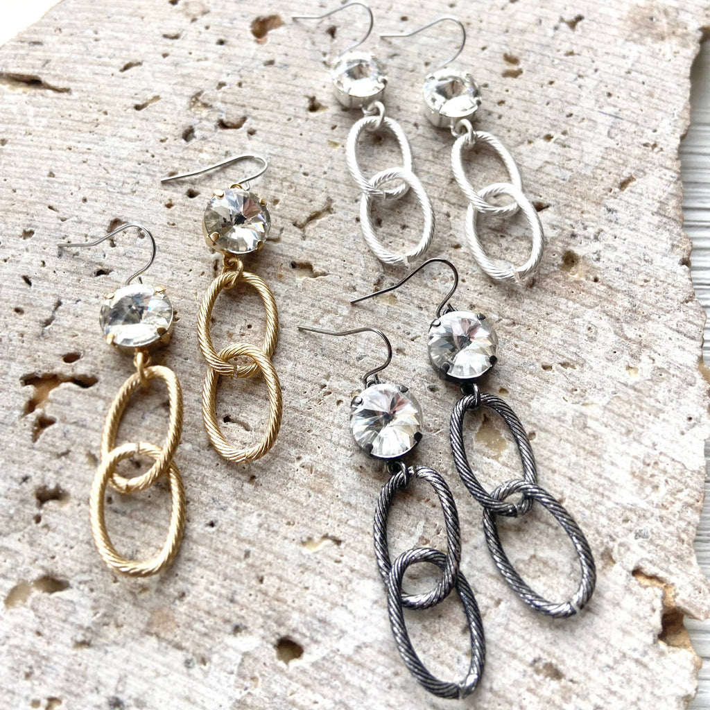 Crystal Edgy Dangly Earrings