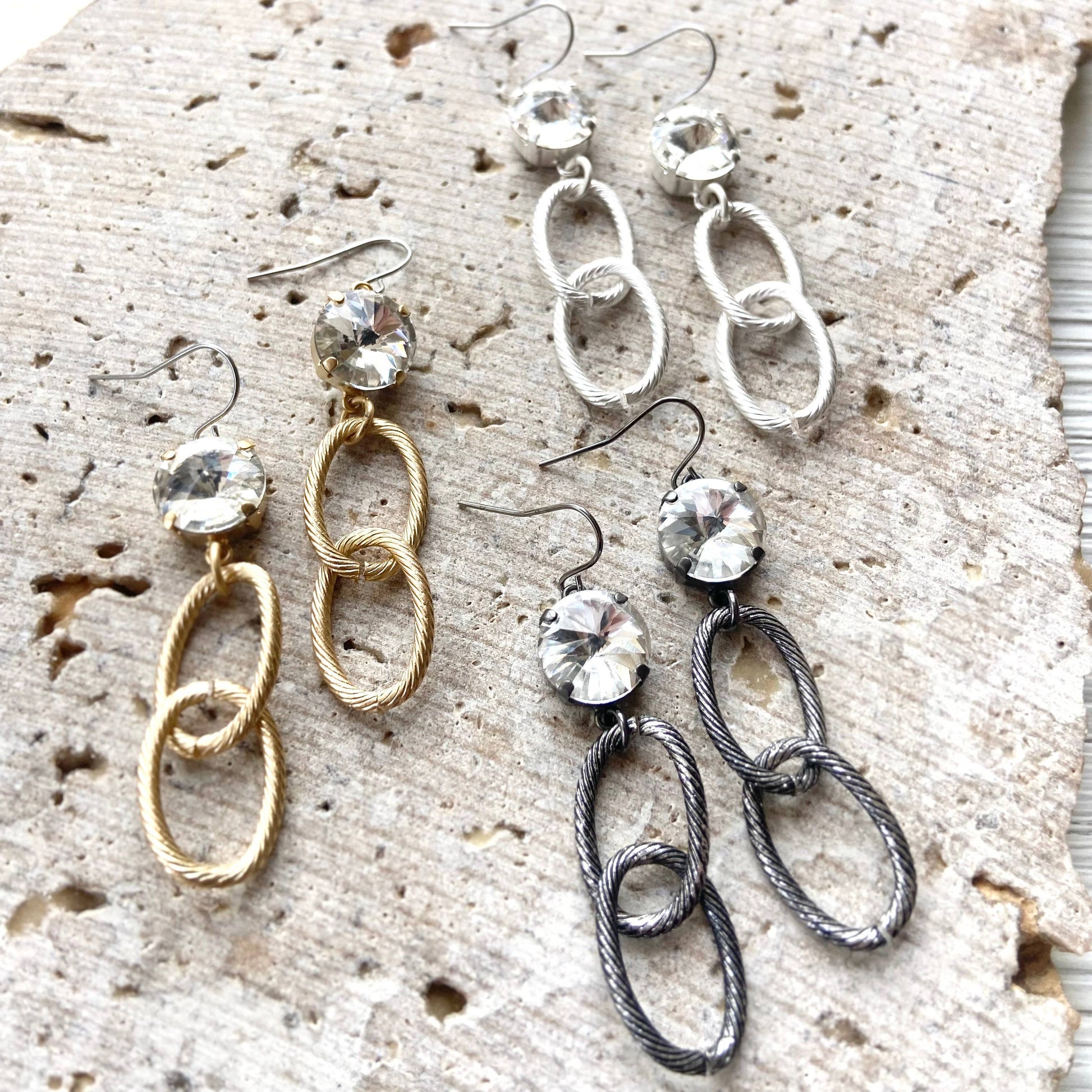 Crystal Edgy Dangly Earrings