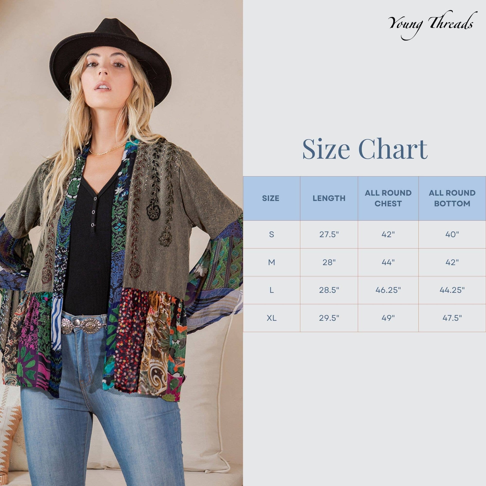 Boho Mixed Print Flowy Summer Shrug Top