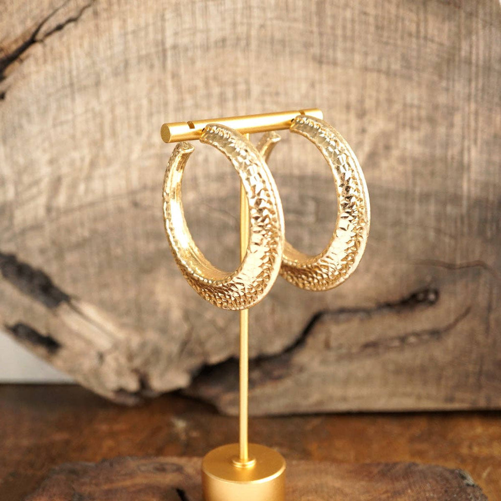 Gilded Echo – Textured Statement Hoop Earrings