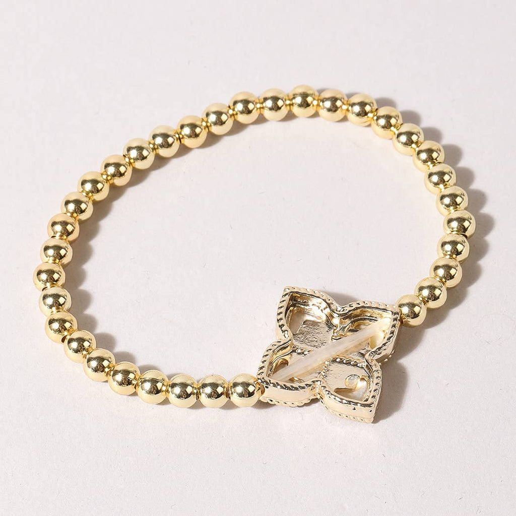 White Clover Mop Pave CZ Beaded Bracelet