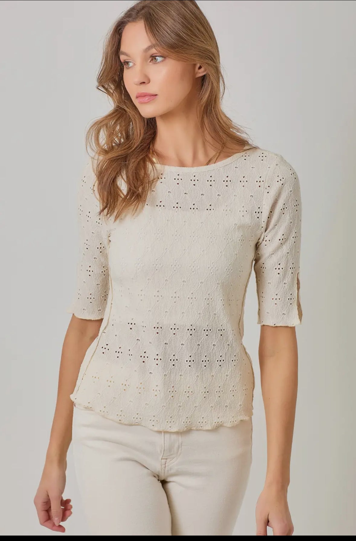 Marissah Boat Neck Lettuce Hem Top