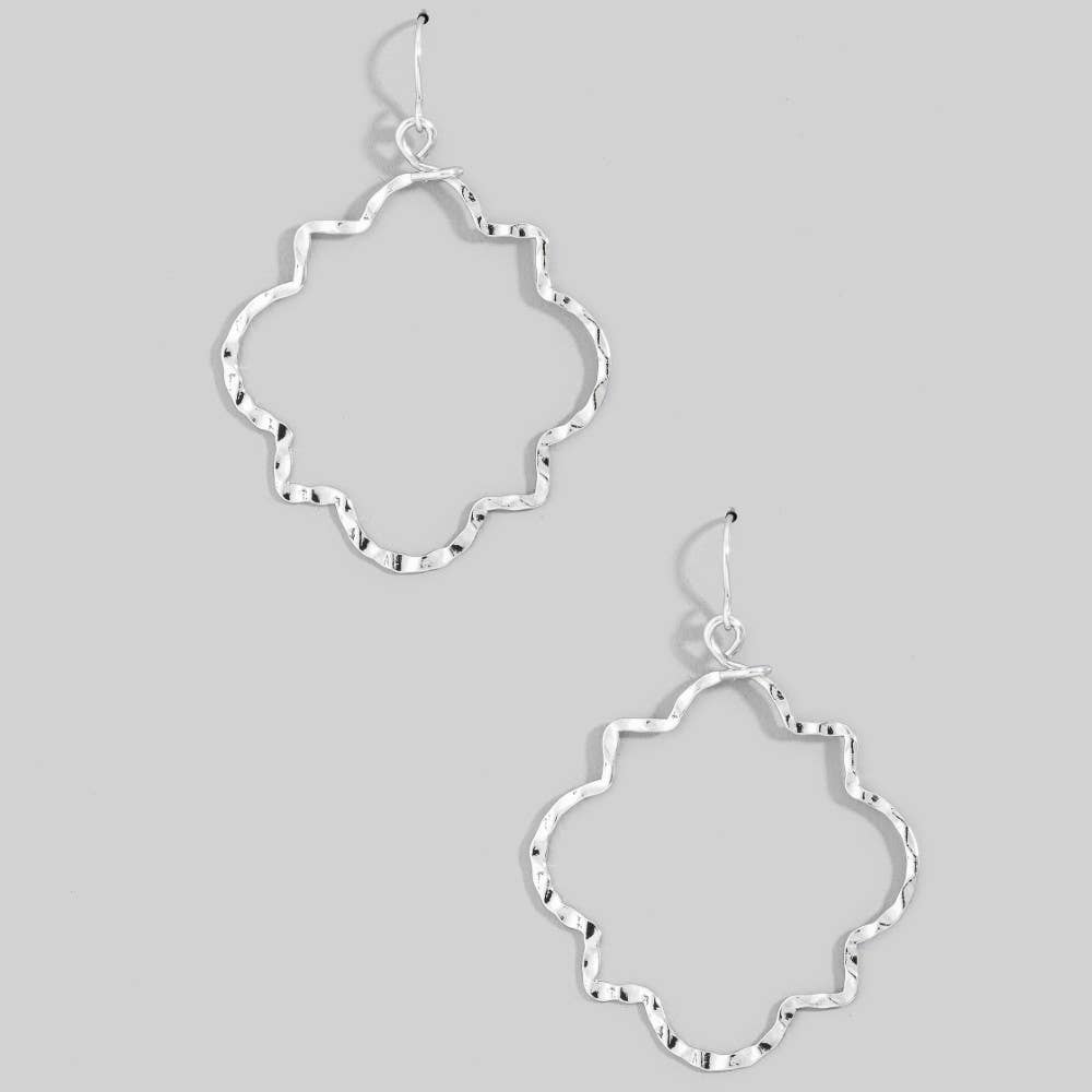 Gold Dipped Hammered Layered Wavy Hoops Dangle Earrings