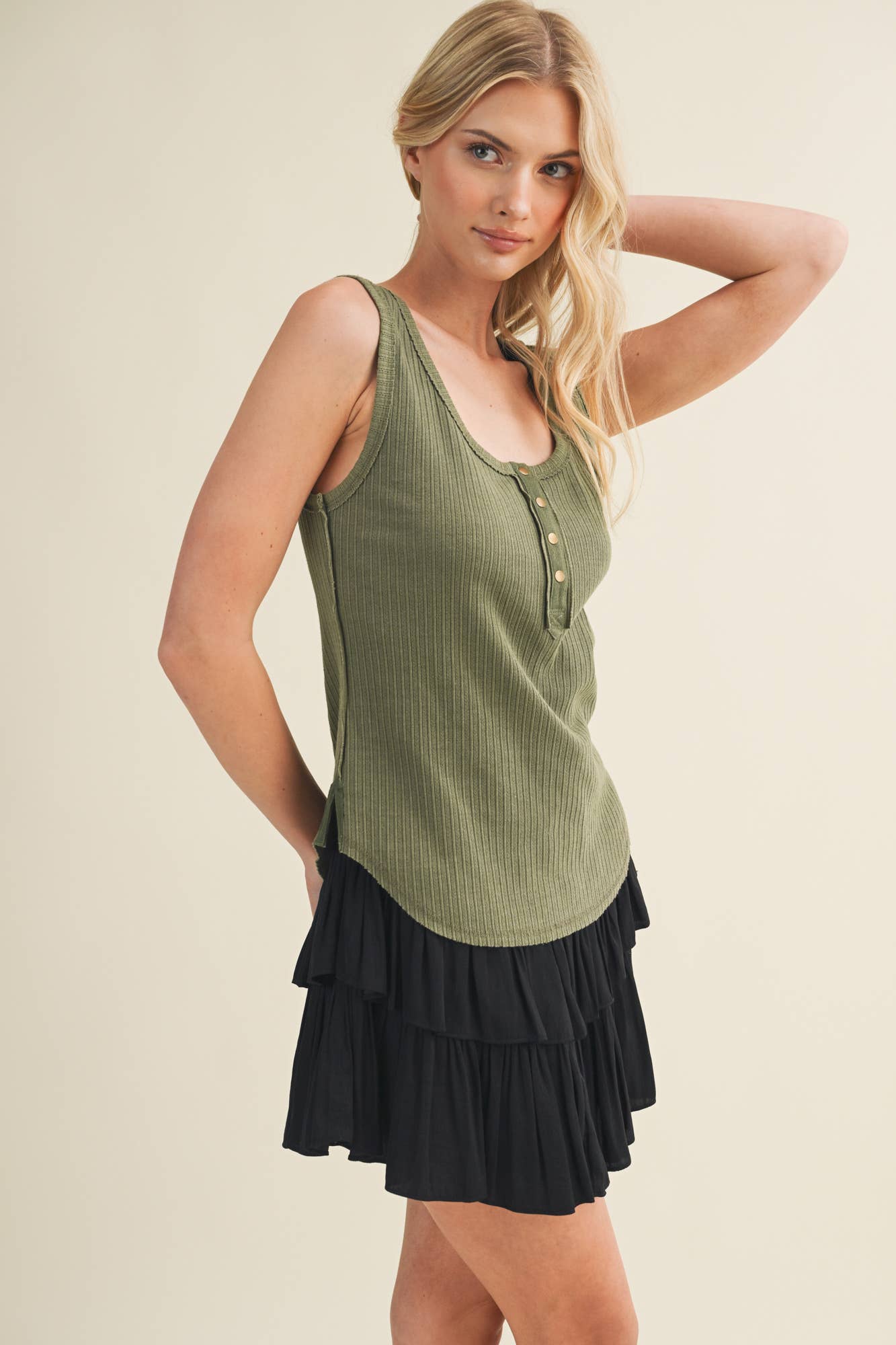 Deconstructed Vertebral Seam Ribbed Top