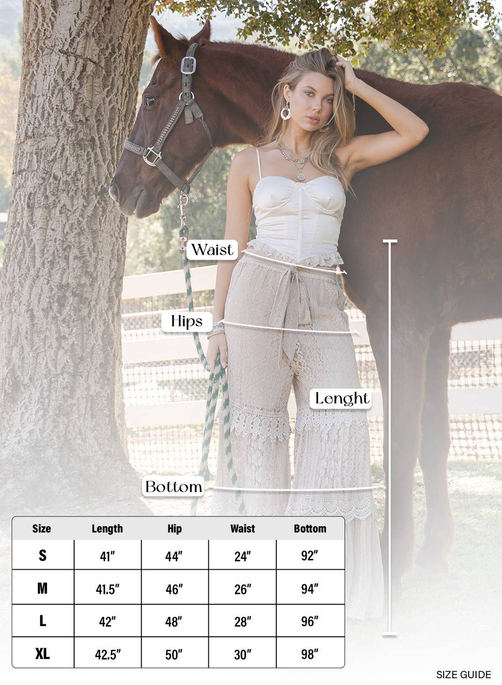 Boho Lace Tiered Flowy Wide Leg Pants