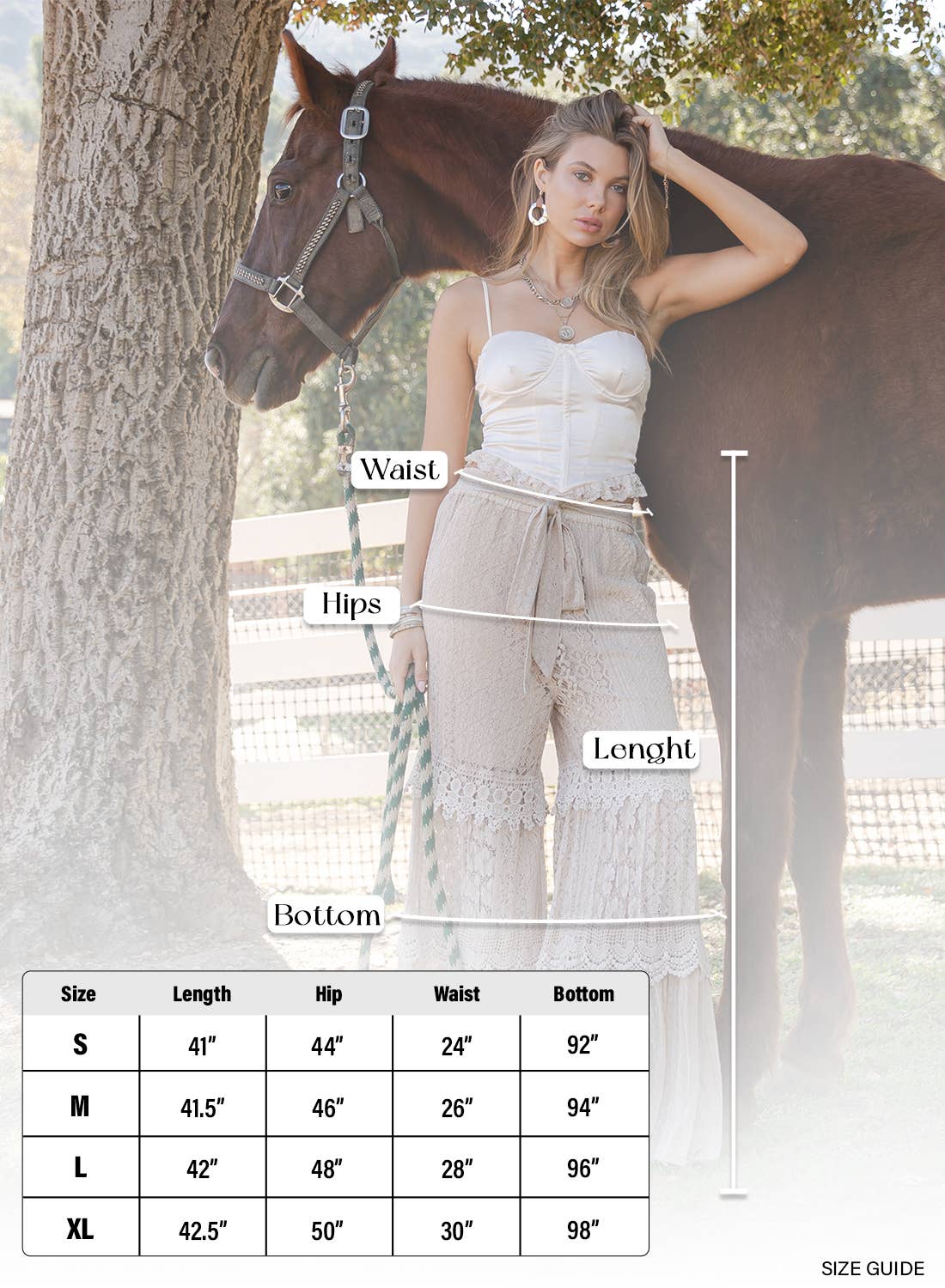 Boho Lace Tiered Flowy Wide Leg Pants