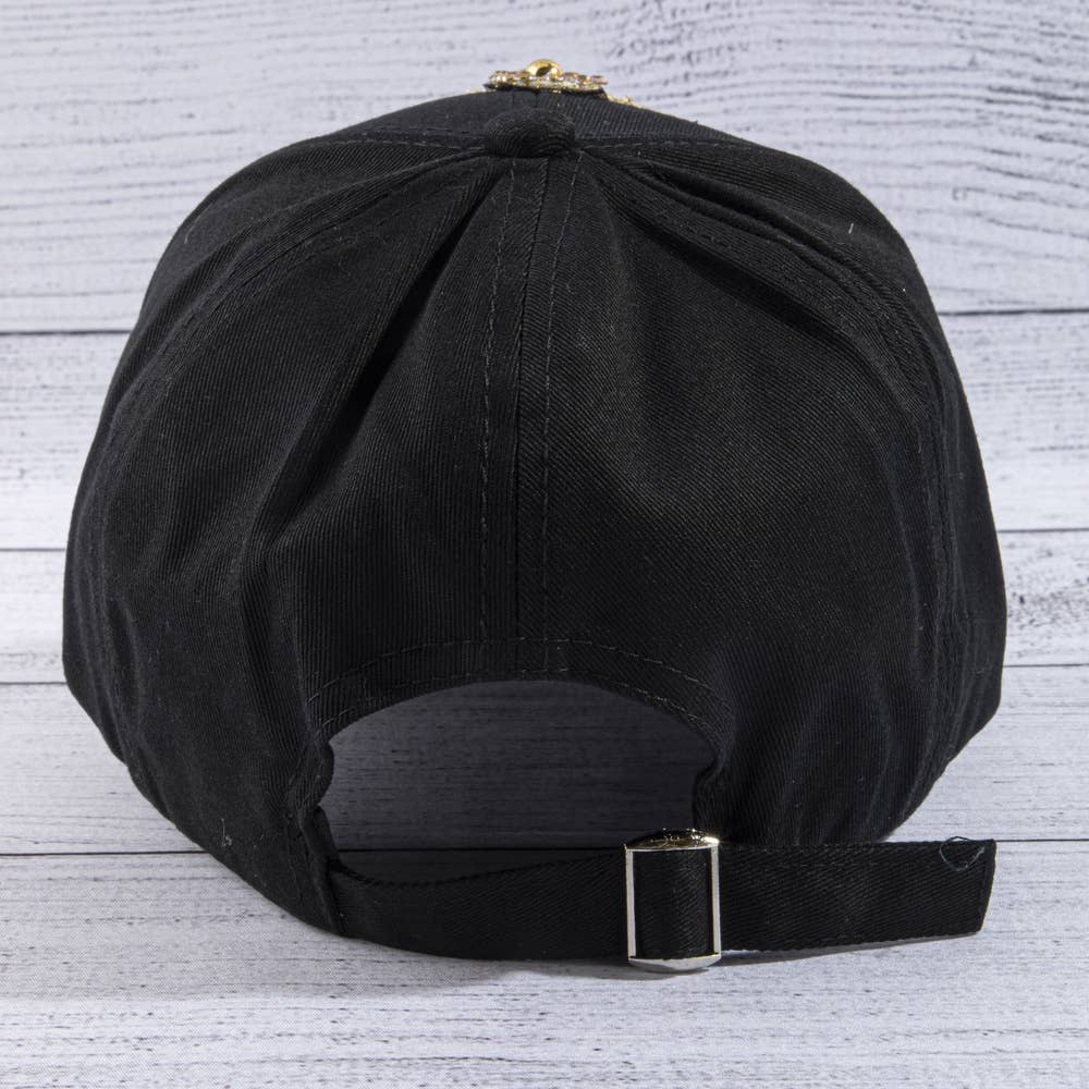 Sequin Crown Studded Cotton Baseball Cap