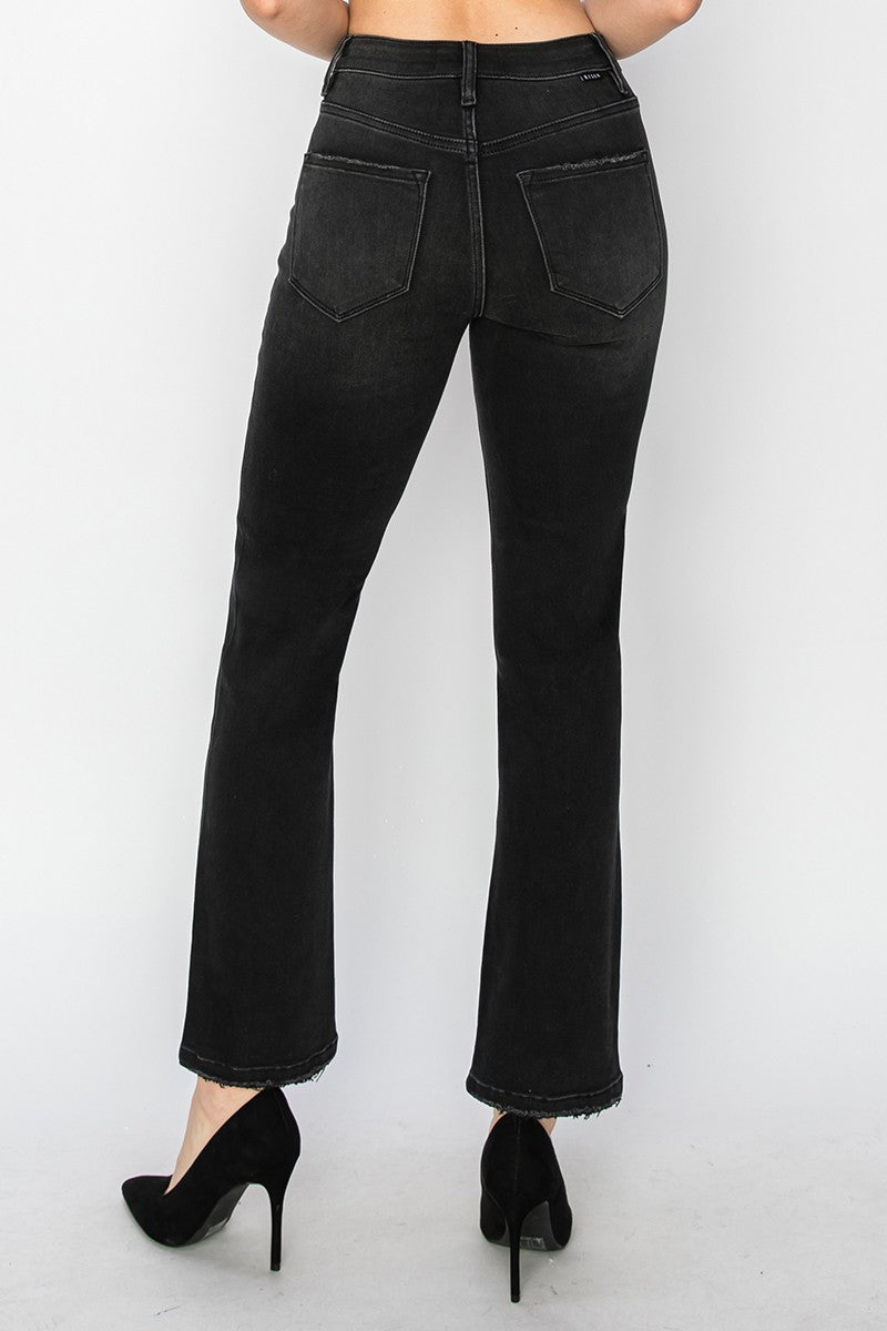 Storm Black High Rise Crop Straight Jeans