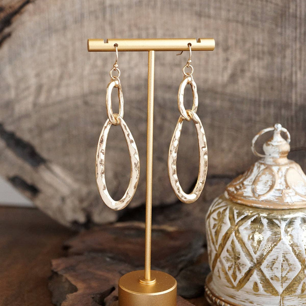 Molten Loop – Hammered Oval Link Drop Earrings