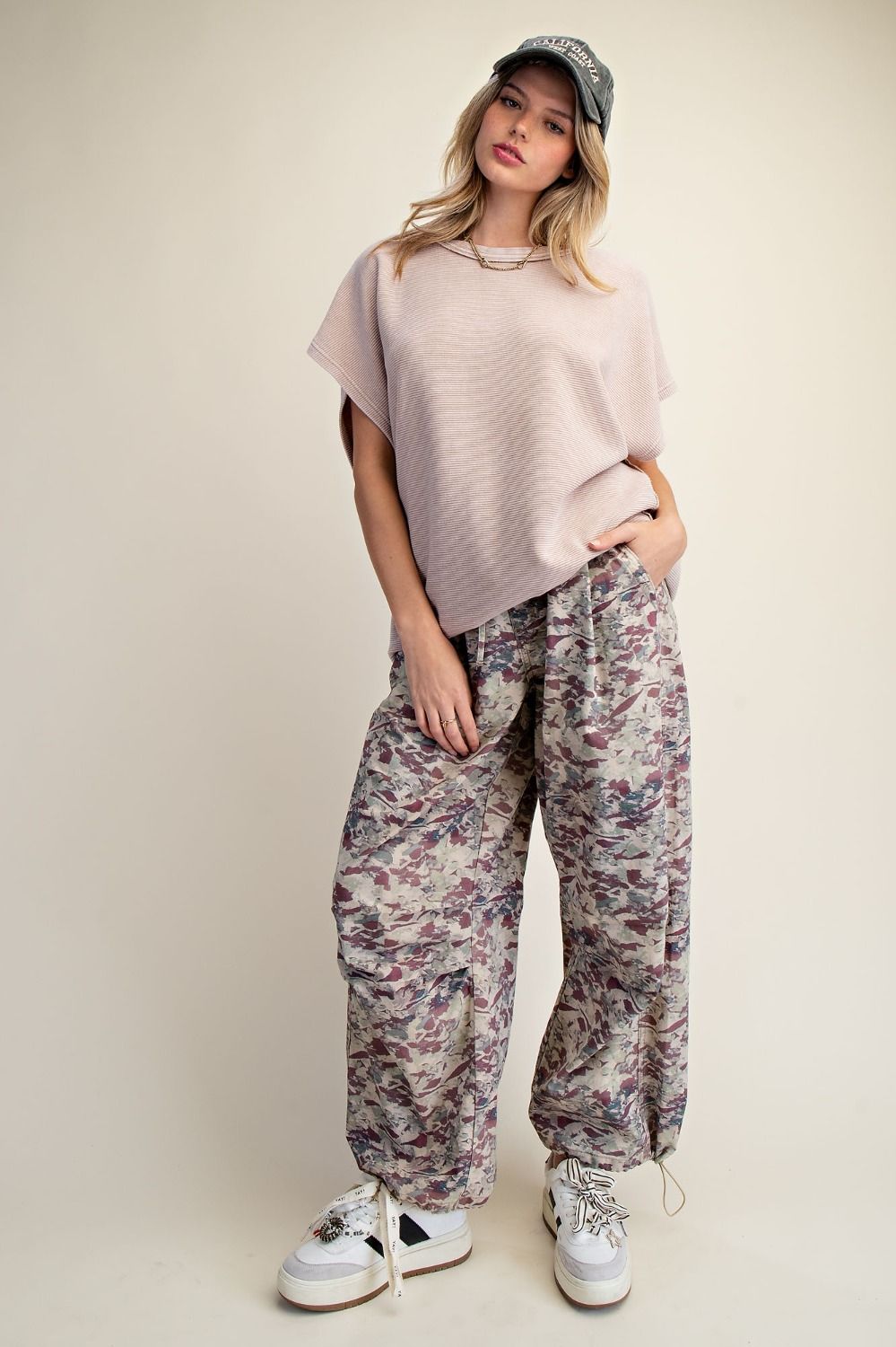 Easel Drop-Shoulder Textured Washed Top