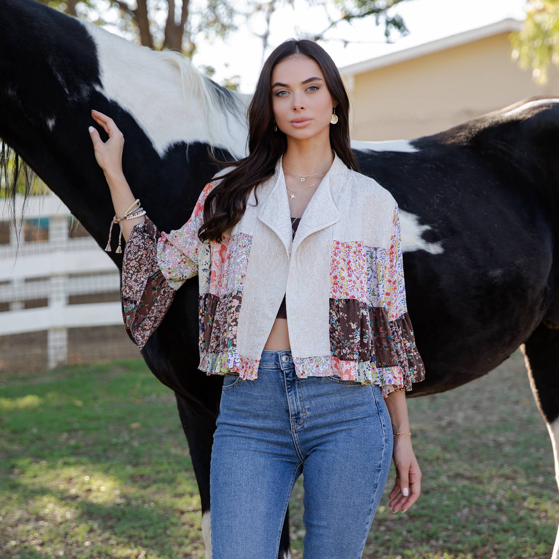 Boho Patchwork Embroidered Summer Shrug Top/ Marlowe