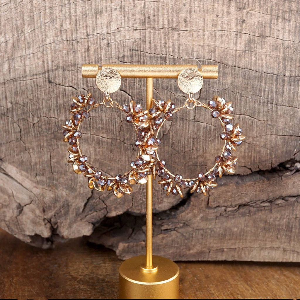 Violet Ember – Beaded Circle Drop Earrings