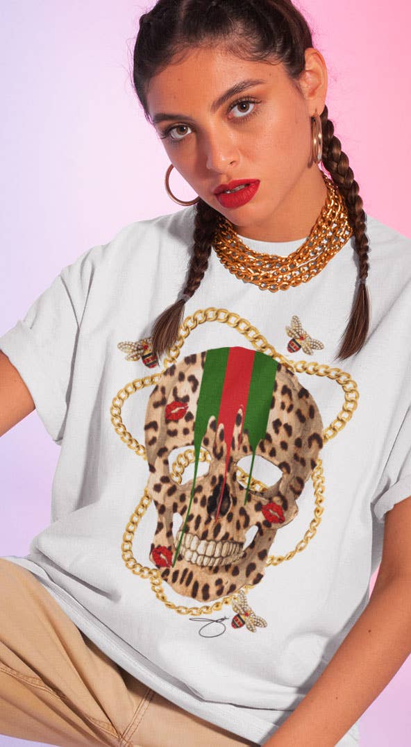 Leopard Print Skull Graphic t-shirt, tank